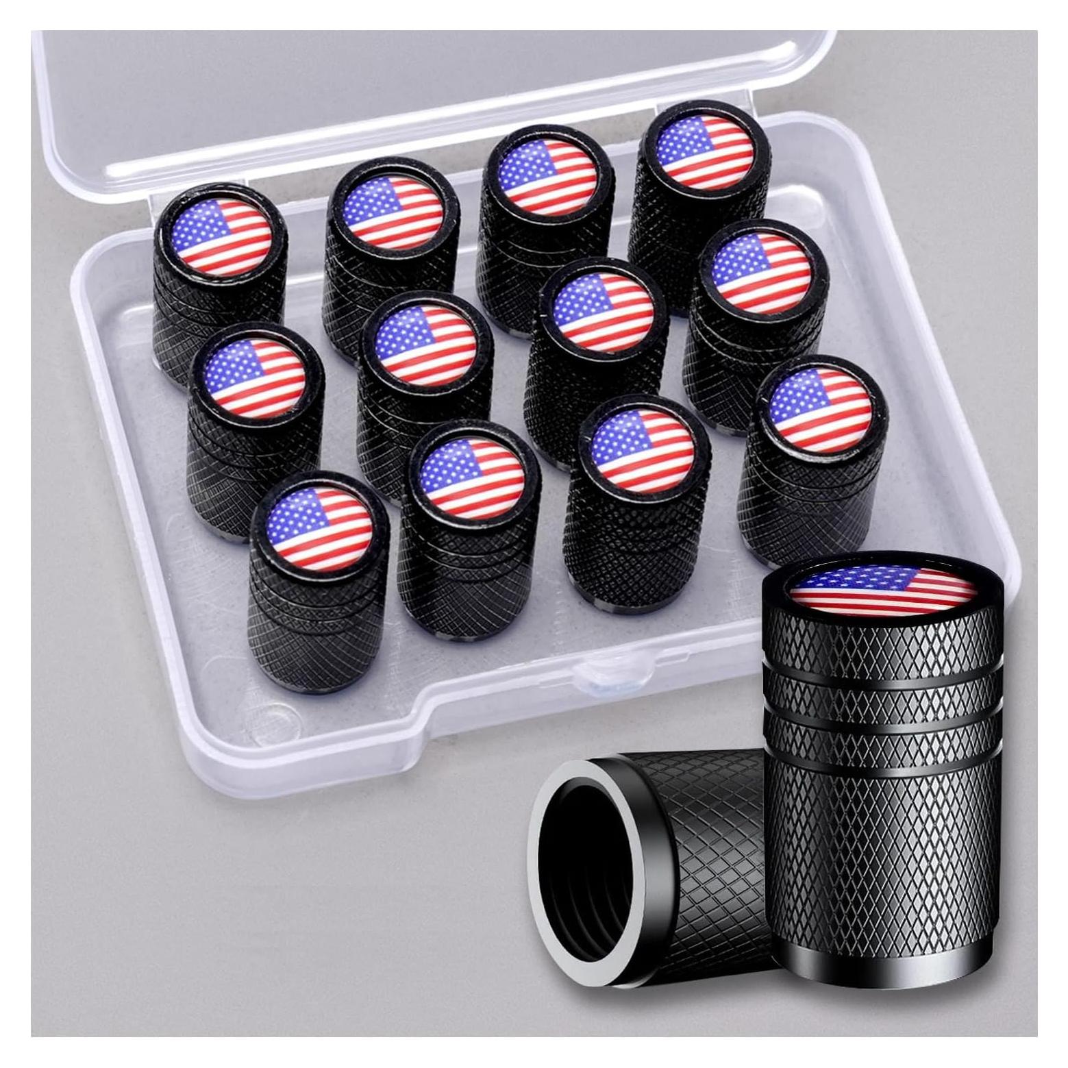 12 Tapones de Válvula de Neumático Muzioiernsu Aluminio Negro