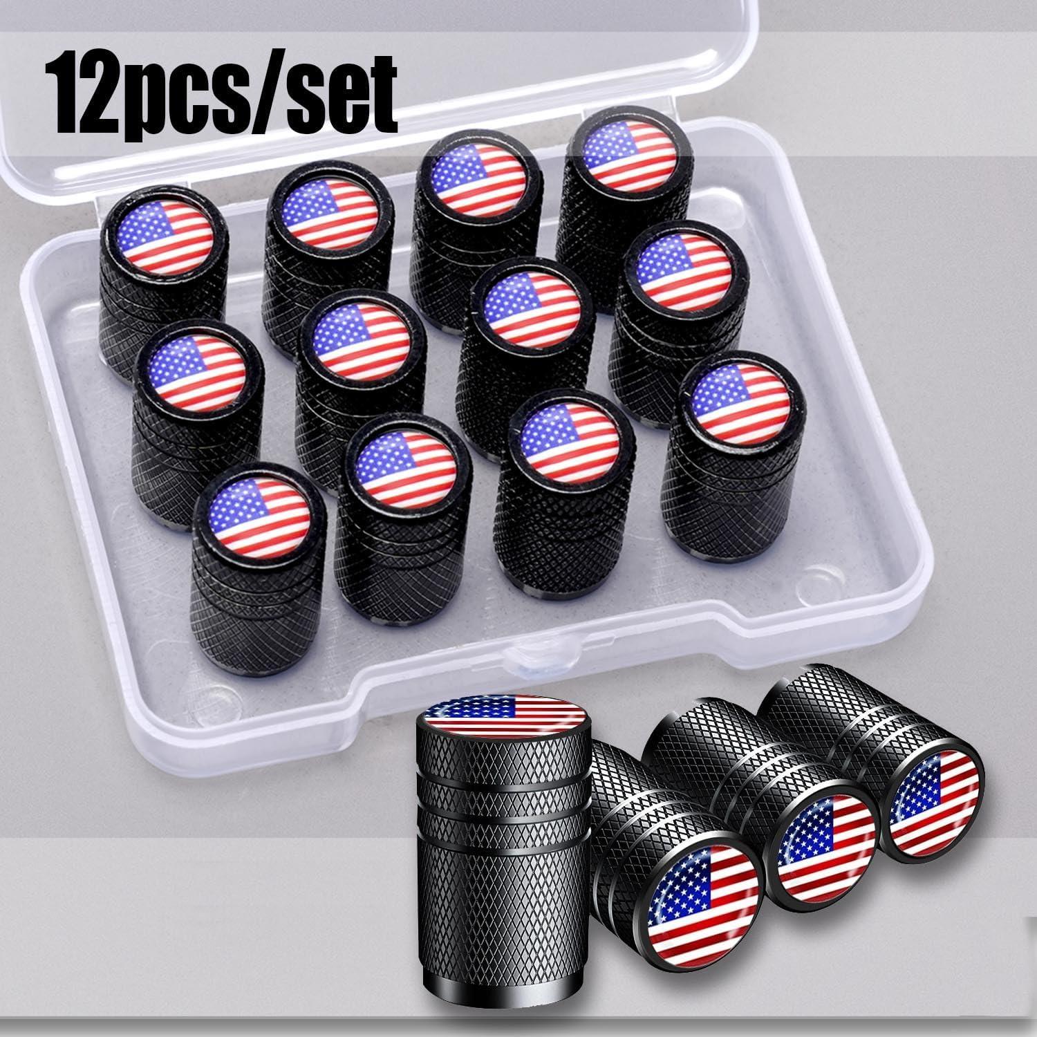 12 Tapones de Válvula de Neumático Muzioiernsu Aluminio Negro