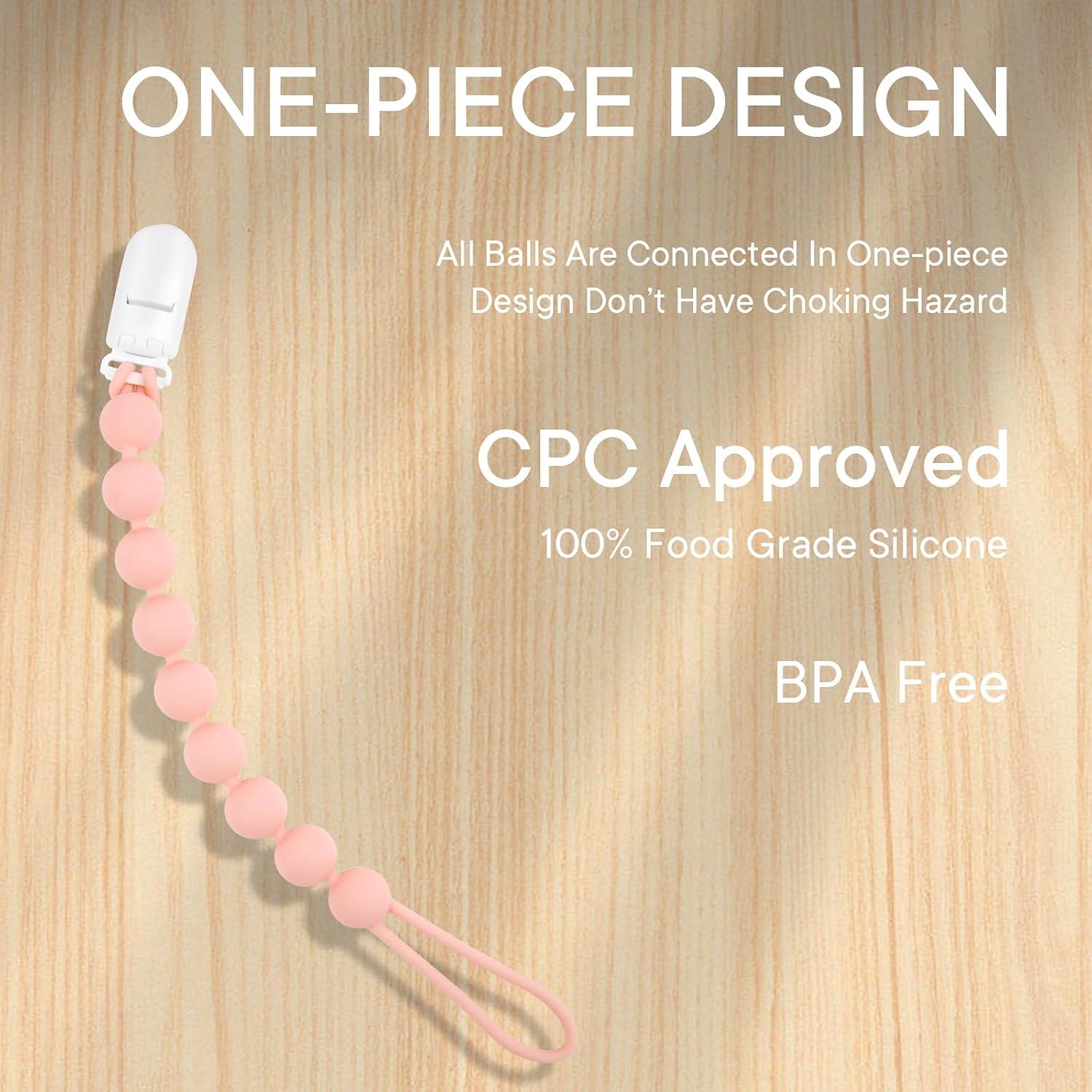 Clip de Chupete Niña 4 Piezas Silicona 100% Rosa