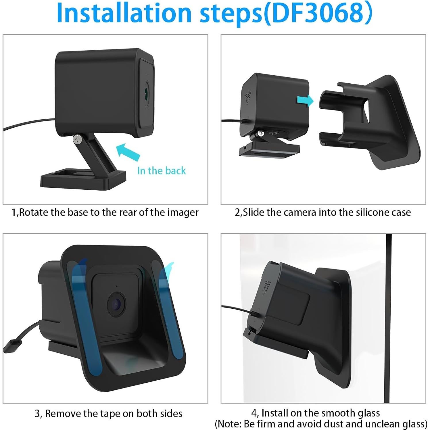 Soporte de Ventana Angulado para Wyze Cam V3/V4 - Adhesivo Negro