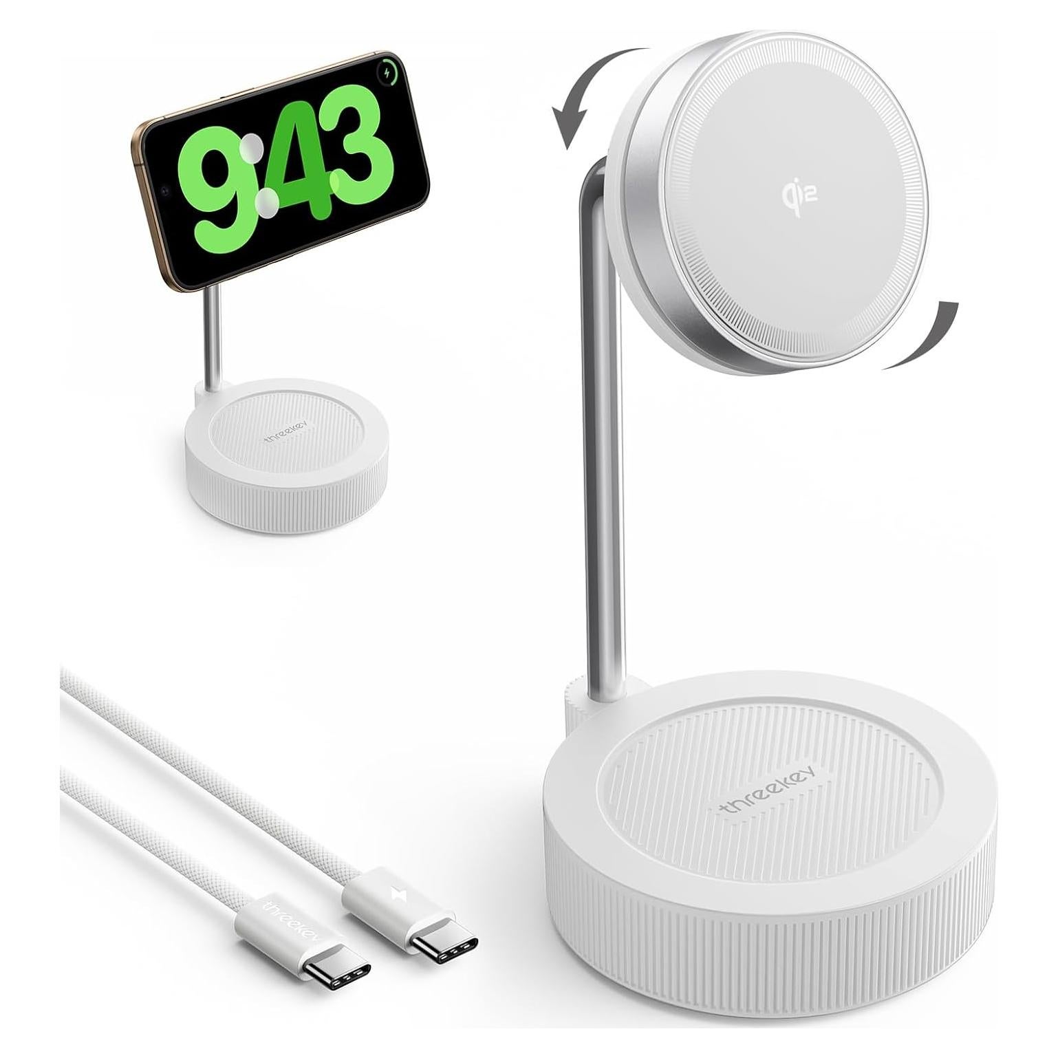 Estación de Carga Inalámbrica Threekey TK-TZH103 15W Qi2