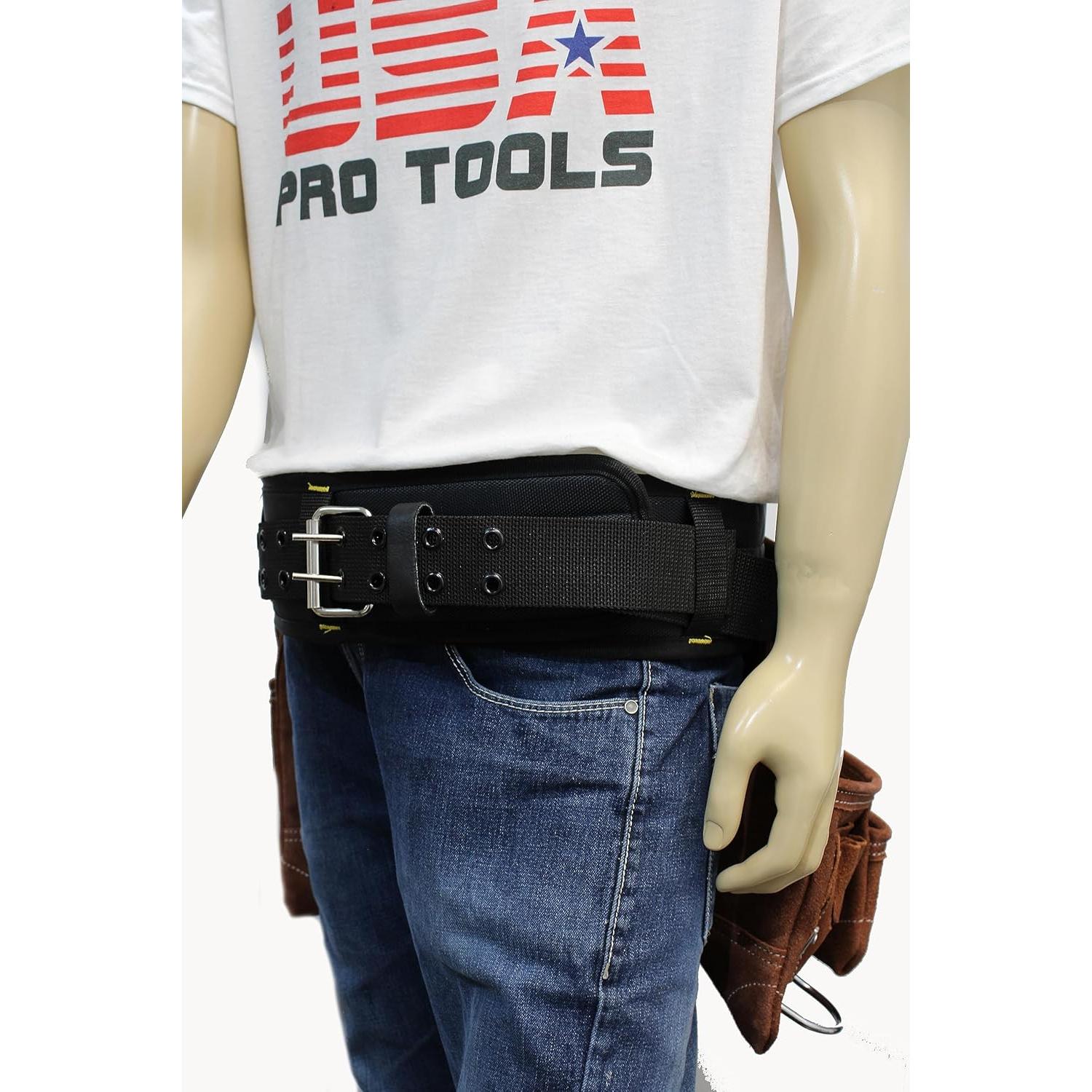 Cinturón de Herramientas USA Pro Tools de Cuero Marrón 11 Bolsillos
