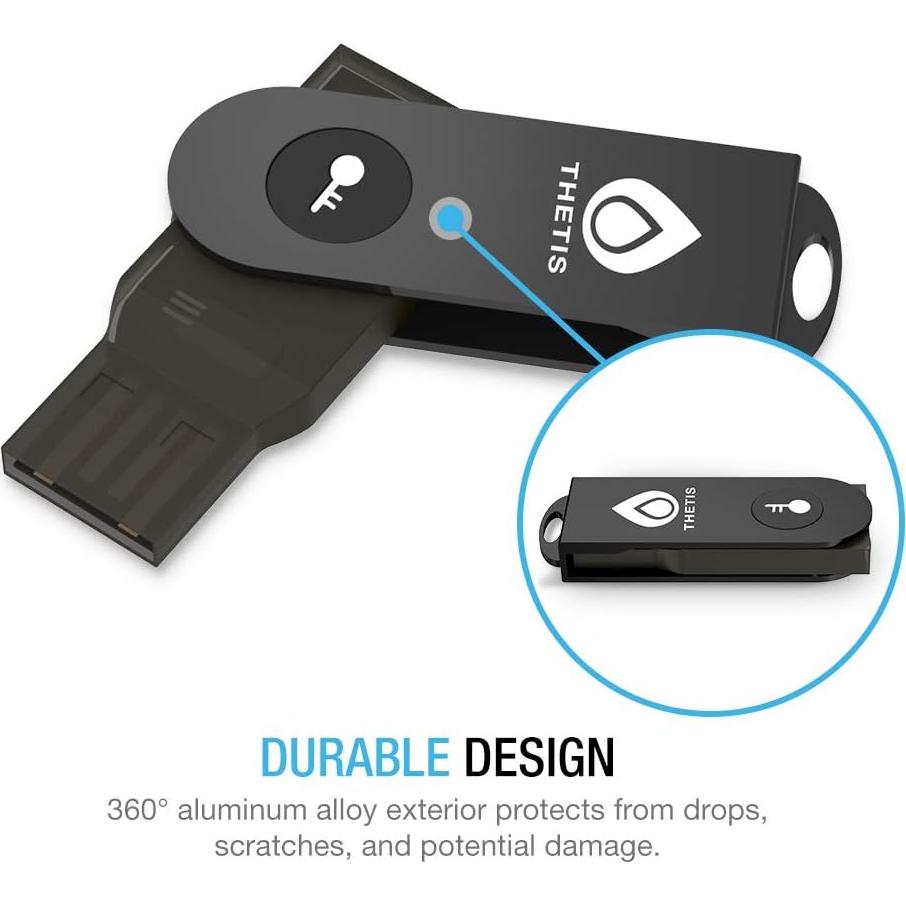 Llave de Seguridad FIDO2 Thetis USB Tipo A Plegable