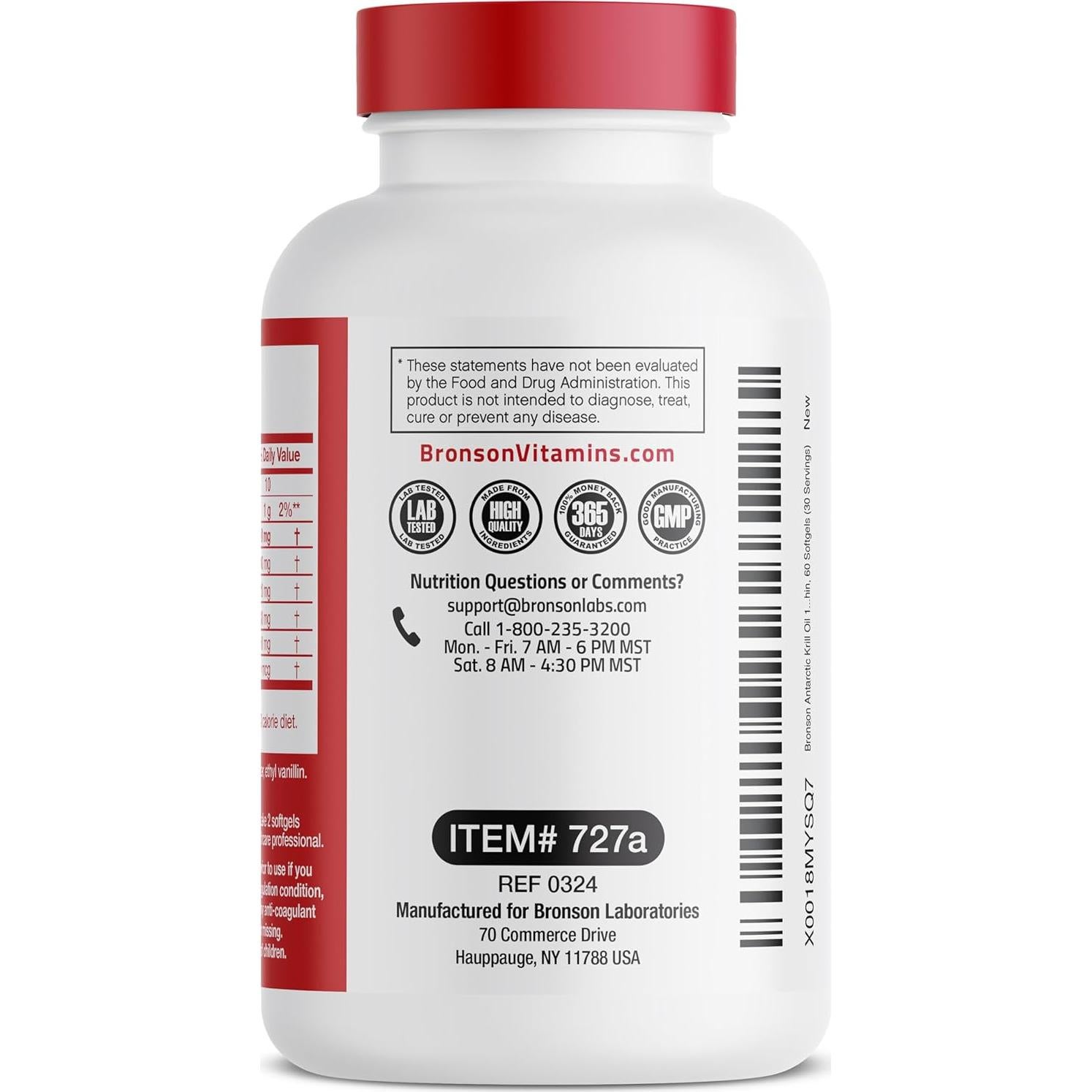 Aceite de Kril Antártico Bronson 1000 mg Omega-3 EPA DHA 60 Cápsulas