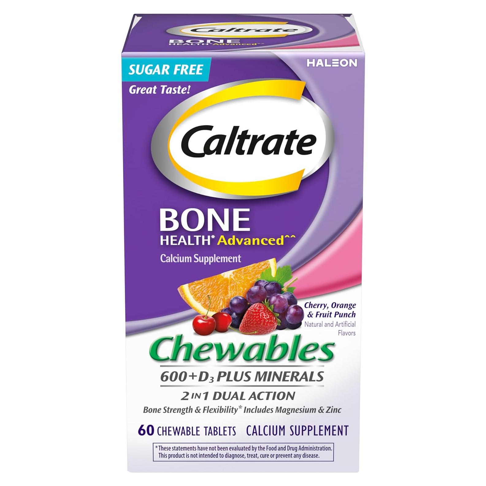 Caltrate Masticables 600+D3 Plus Minerales 60 Unidades
