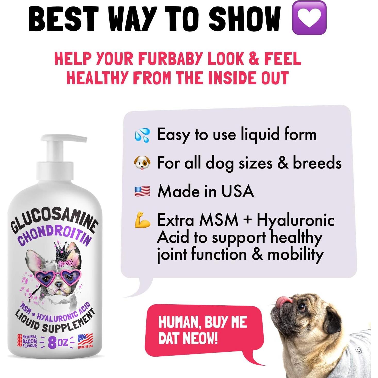 Glucosamina Líquida para Perros LEGITPET 226.8g Sabor Bacon