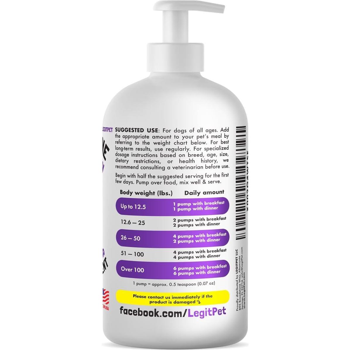 Glucosamina Líquida para Perros LEGITPET 226.8g Sabor Bacon