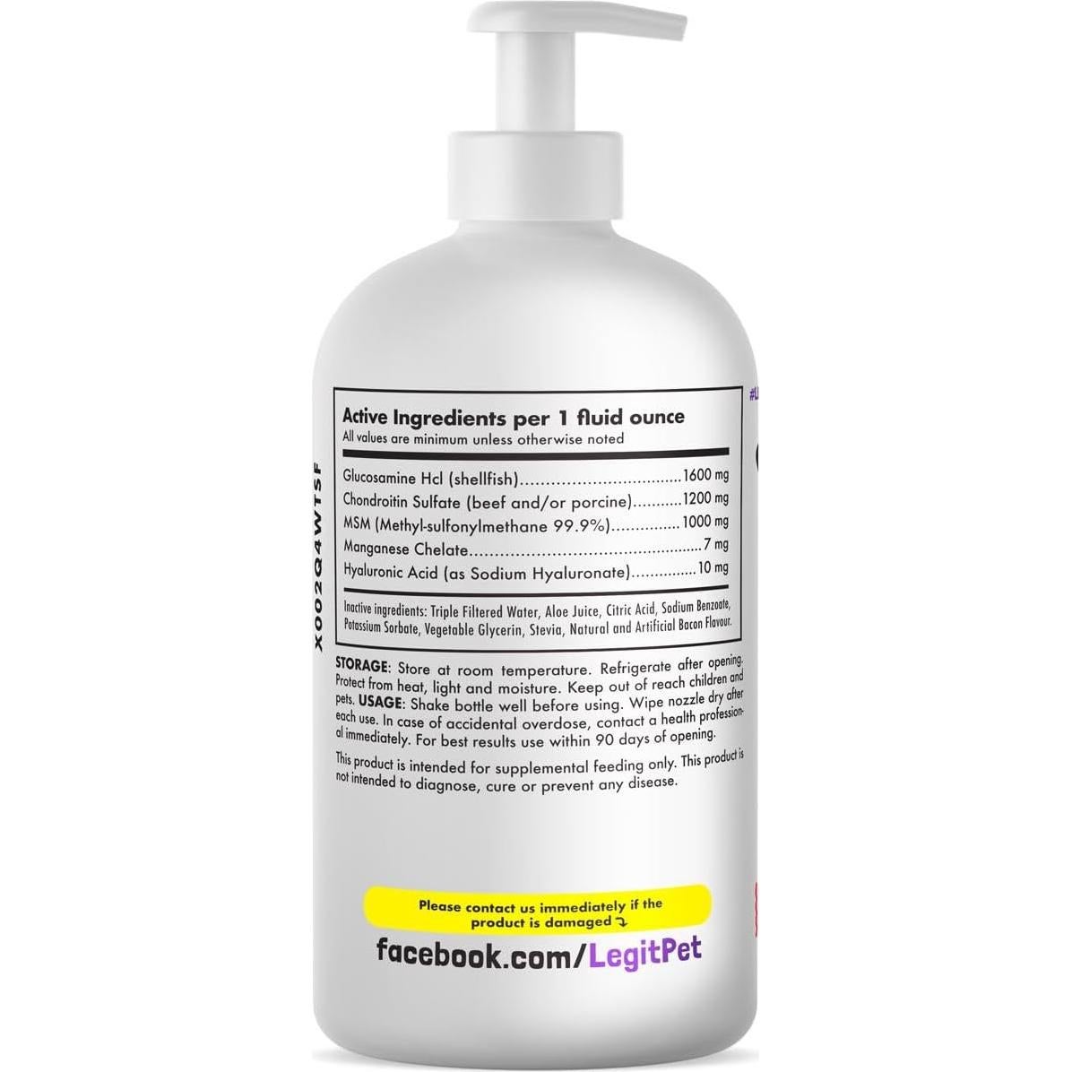 Glucosamina Líquida para Perros LEGITPET 226.8g Sabor Bacon