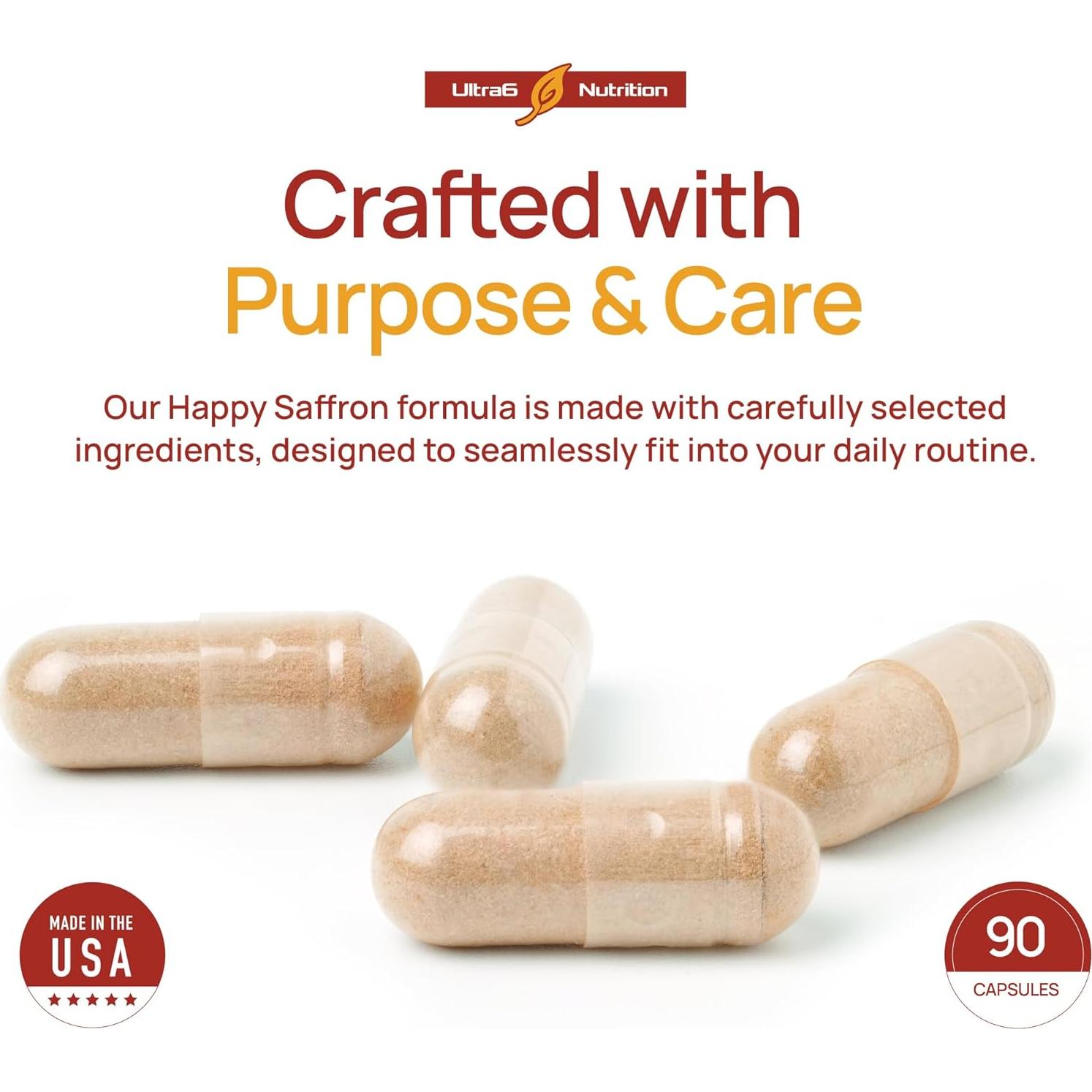 Suplemento de Azafrán Ultra6 - 90 Cápsulas 100% Puras para Salud Ocular