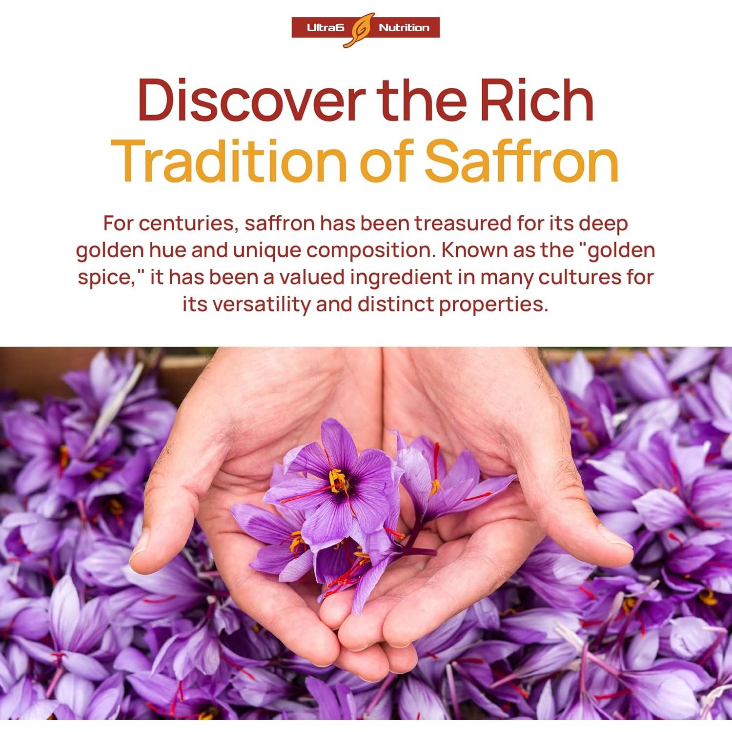 Suplemento de Azafrán Ultra6 - 90 Cápsulas 100% Puras para Salud Ocular