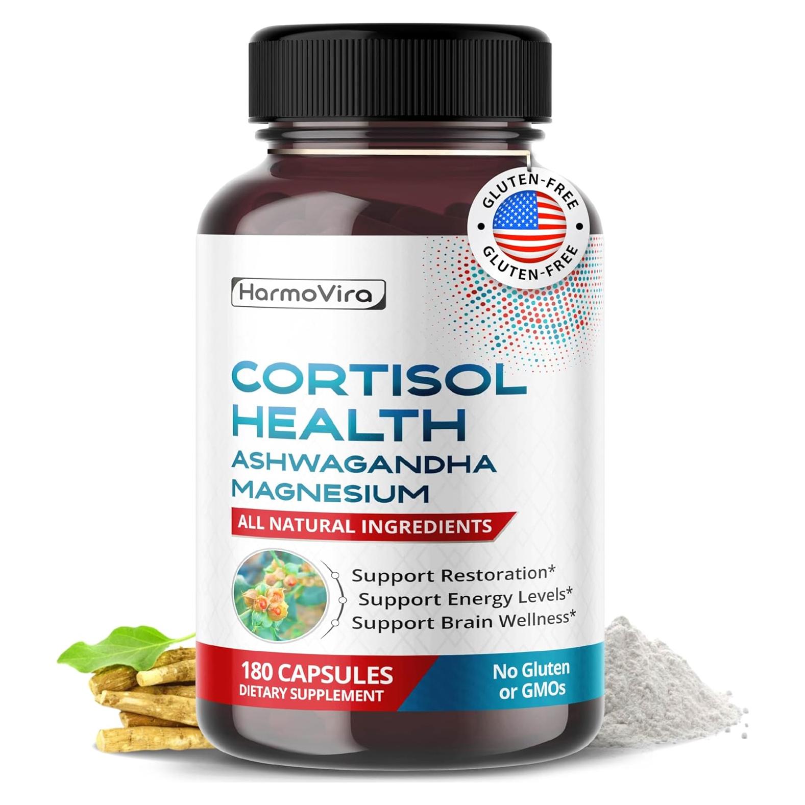 CORTISOL Salud - Suplemento de Ashwagandha y Magnesio 180 cápsulas