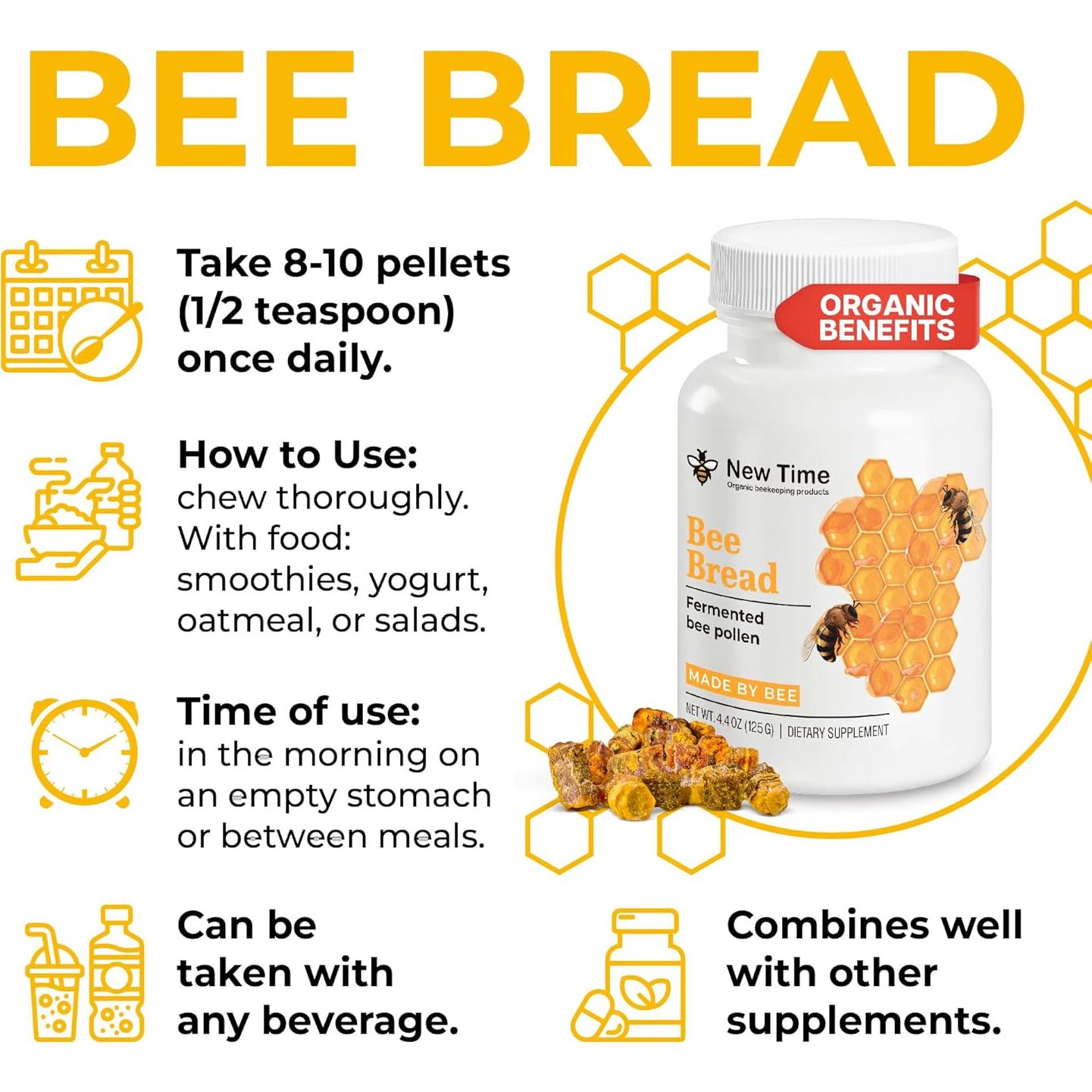 Pan de Abeja Orgánico New Time 125g - Superalimento Natural