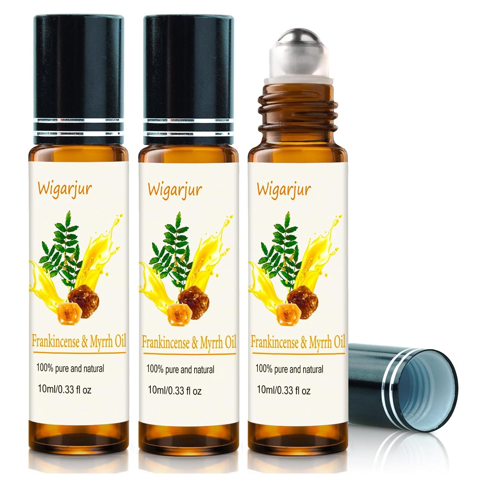 3 PCS Aceites Esenciales Roll On Incienso, Pachulí, Mirra 9.86 ml
