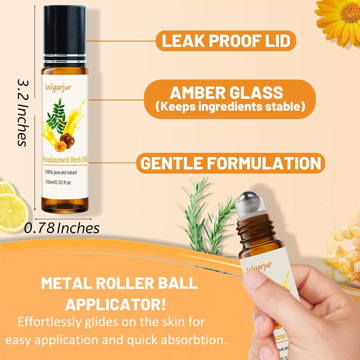 3 PCS Aceites Esenciales Roll On Incienso, Pachulí, Mirra 9.86 ml