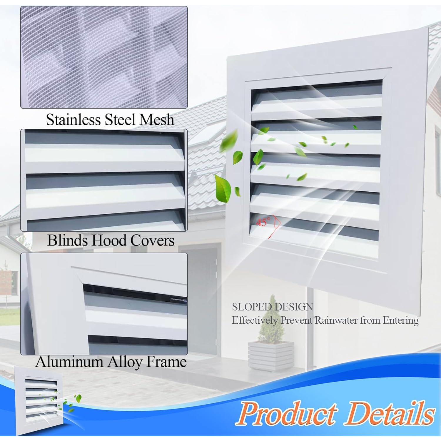 Rejilla de Ventilación de Aluminio CuteHook 25.4x25.4cm Blanca