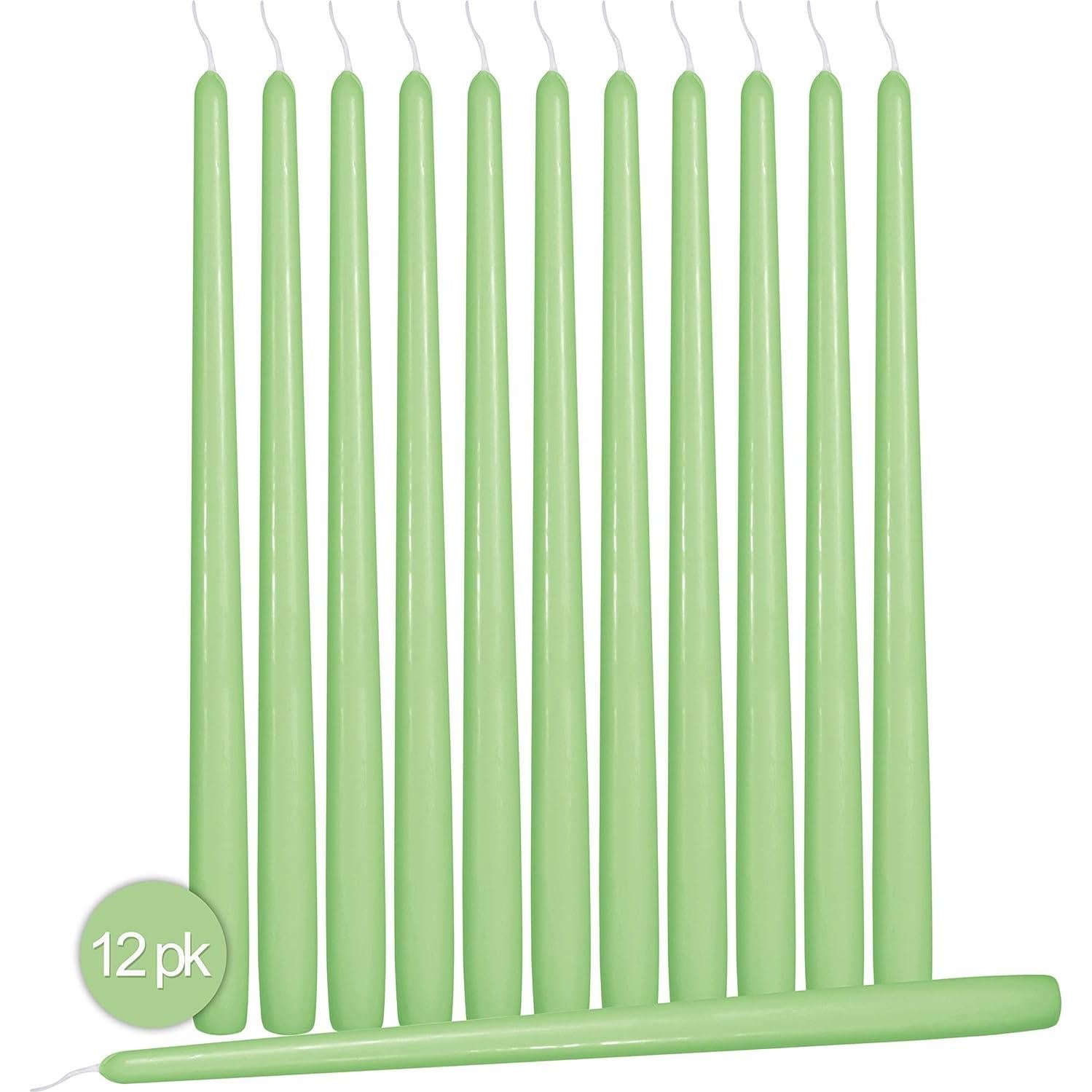 Hyoola Velas Taper Altas 12 Pack 25.4 cm Verde Apio Sin Goteo
