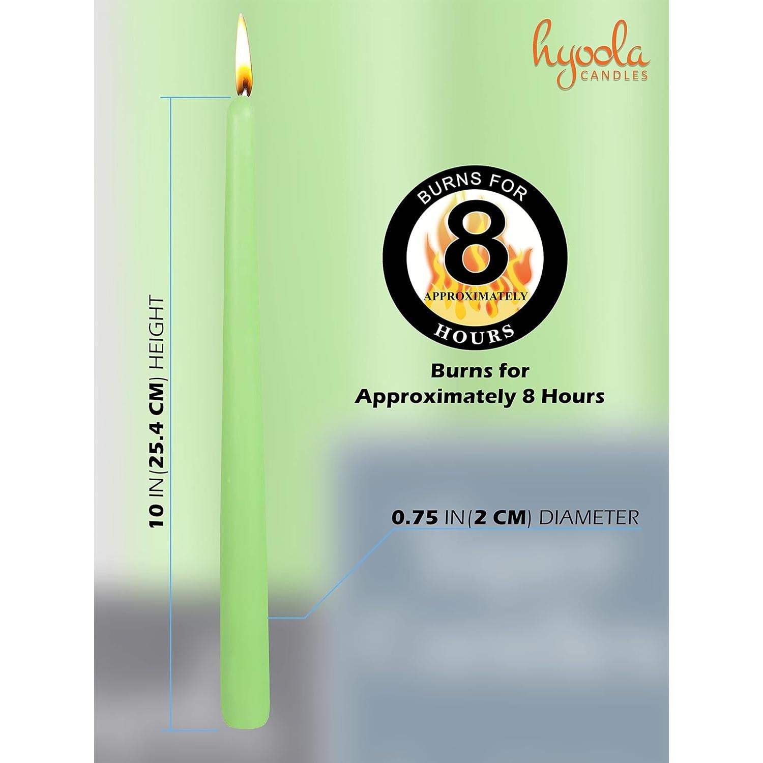 Hyoola Velas Taper Altas 12 Pack 25.4 cm Verde Apio Sin Goteo