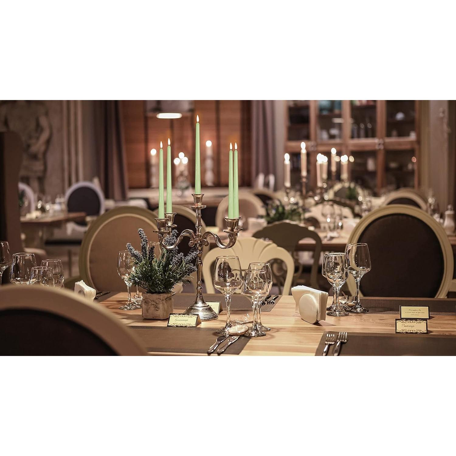 Hyoola Velas Taper Altas 12 Pack 25.4 cm Verde Apio Sin Goteo