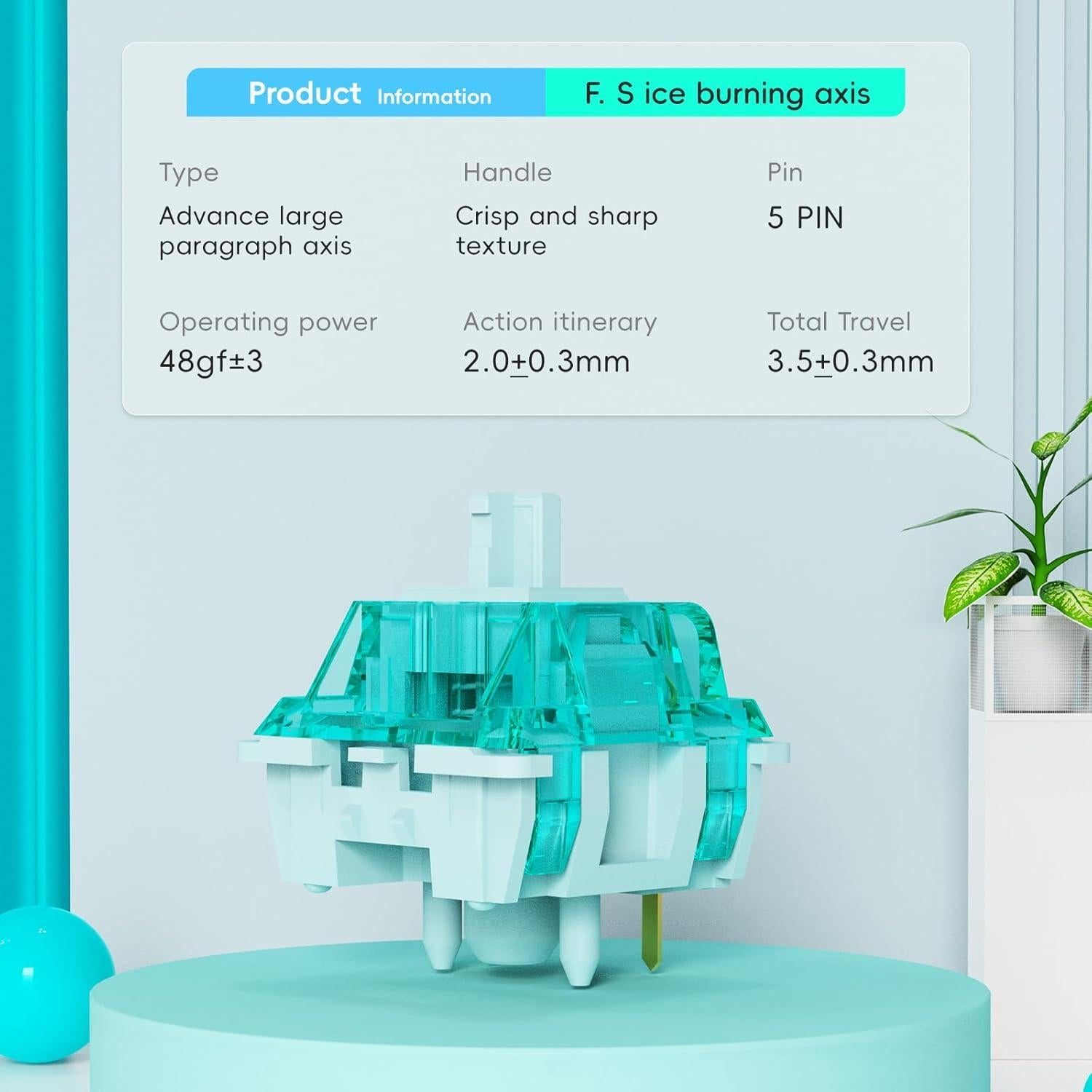 Interruptores Mecánicos Táctiles BOYI FS Azul Hielo 35 pcs