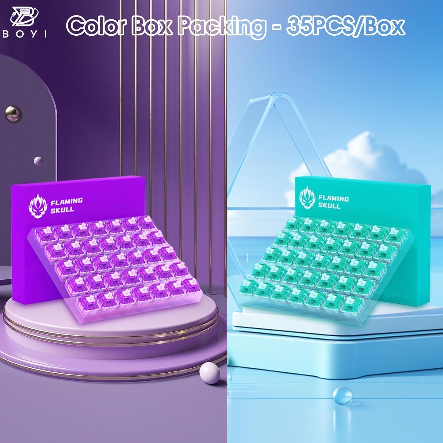 Interruptores Mecánicos Táctiles BOYI FS Azul Hielo 35 pcs