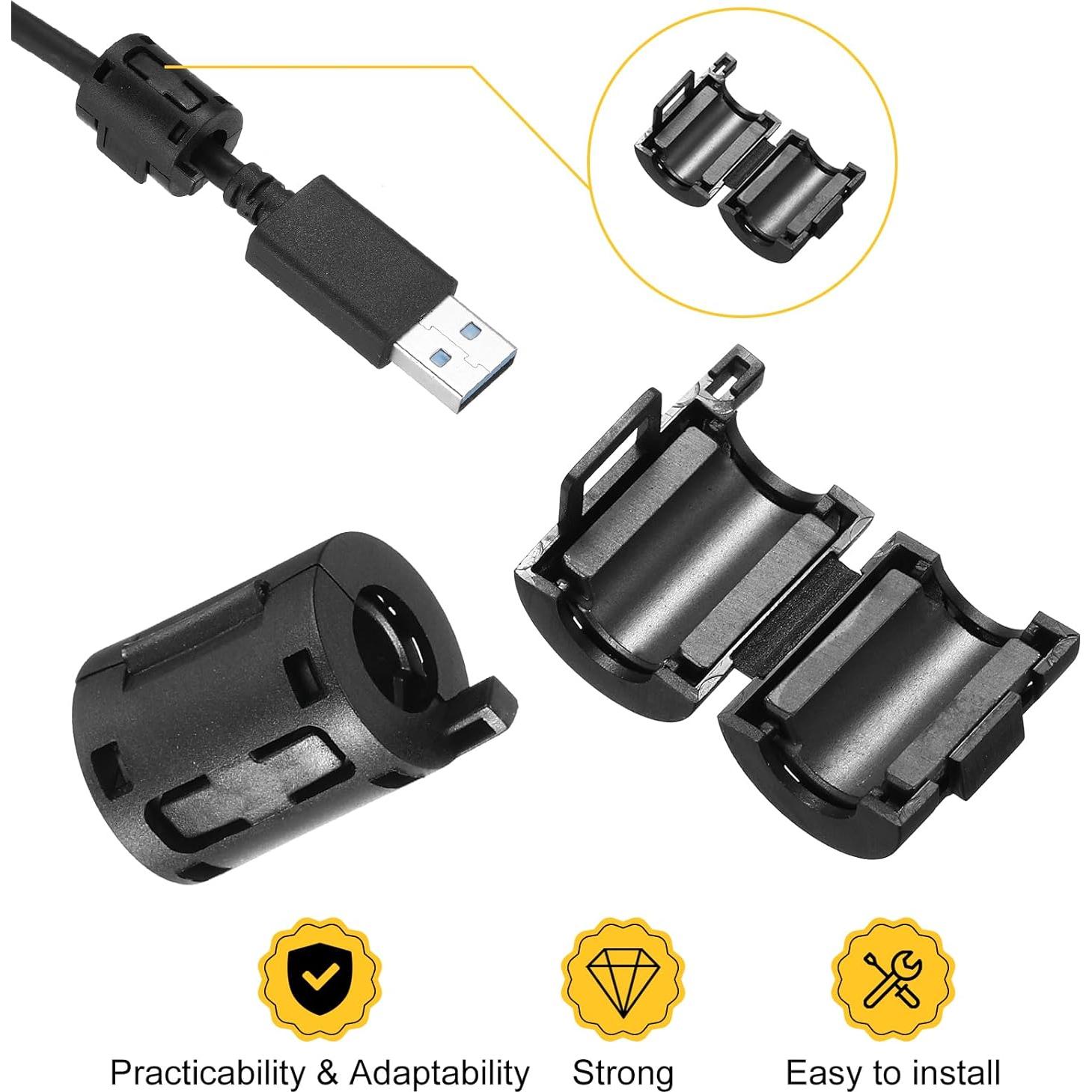 Núcleo de Anillo de Ferrita Clip-on uxcell 7mm - 5 Piezas