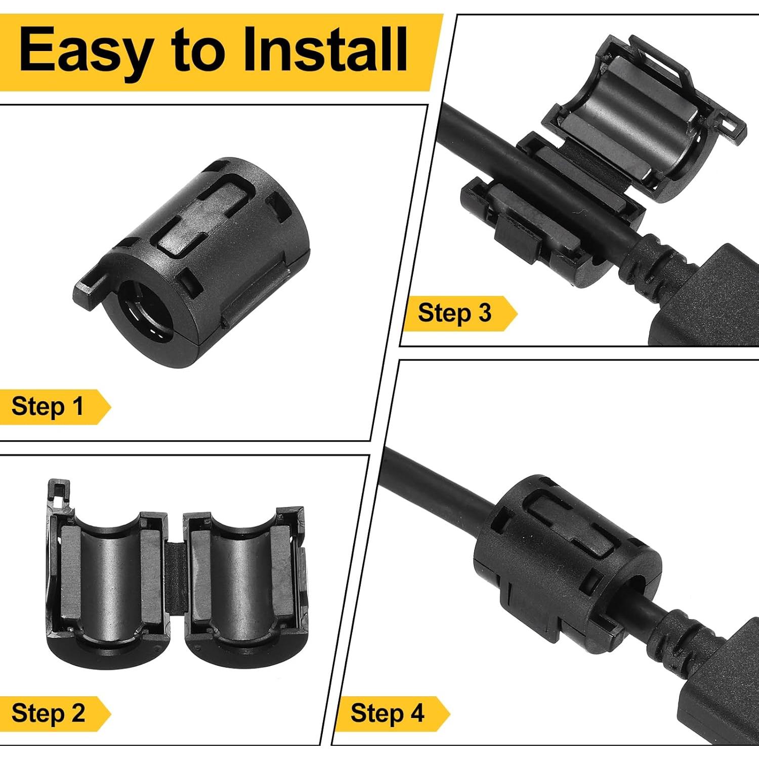 Núcleo de Anillo de Ferrita Clip-on uxcell 7mm - 5 Piezas