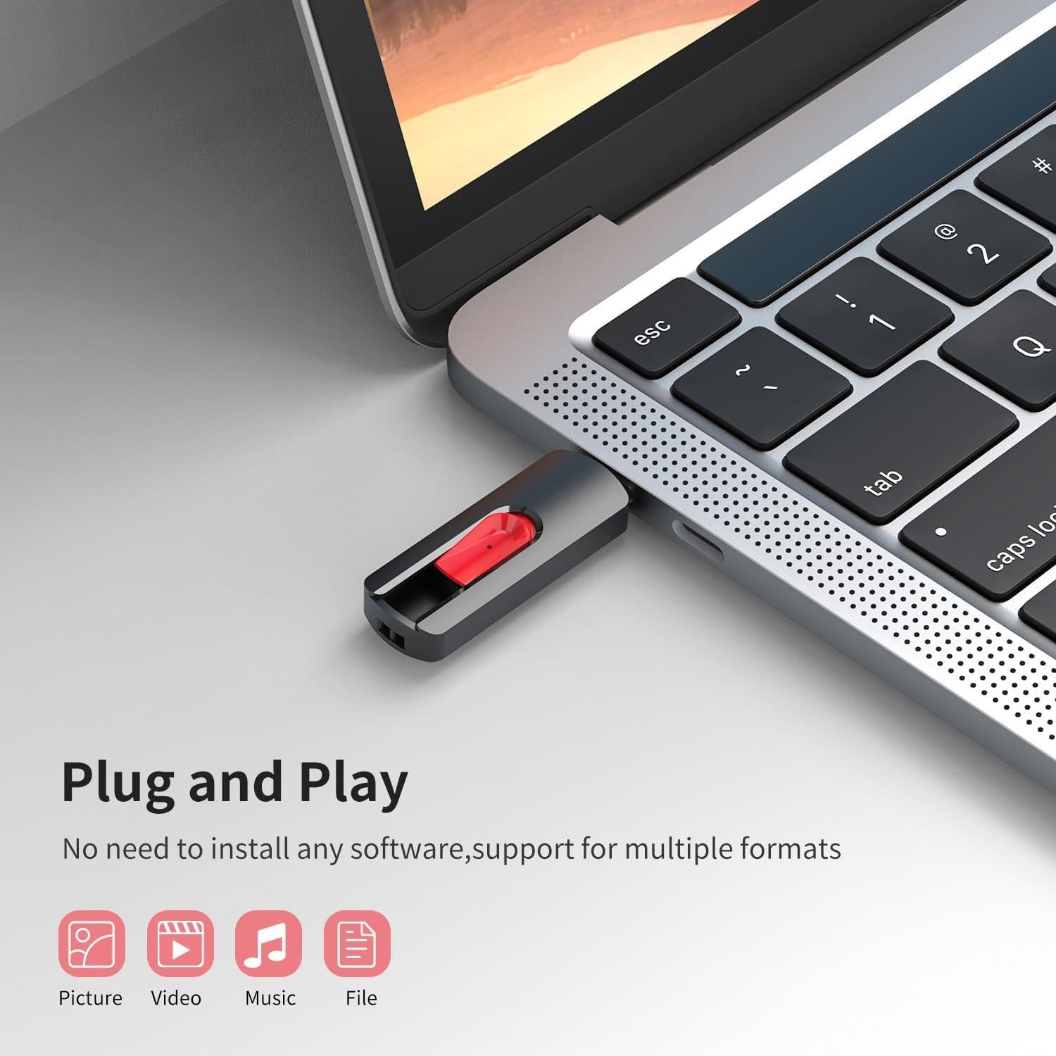 Memoria USB 64GB RAOYI 10 Pcs Rojo Retráctil USB 2.0