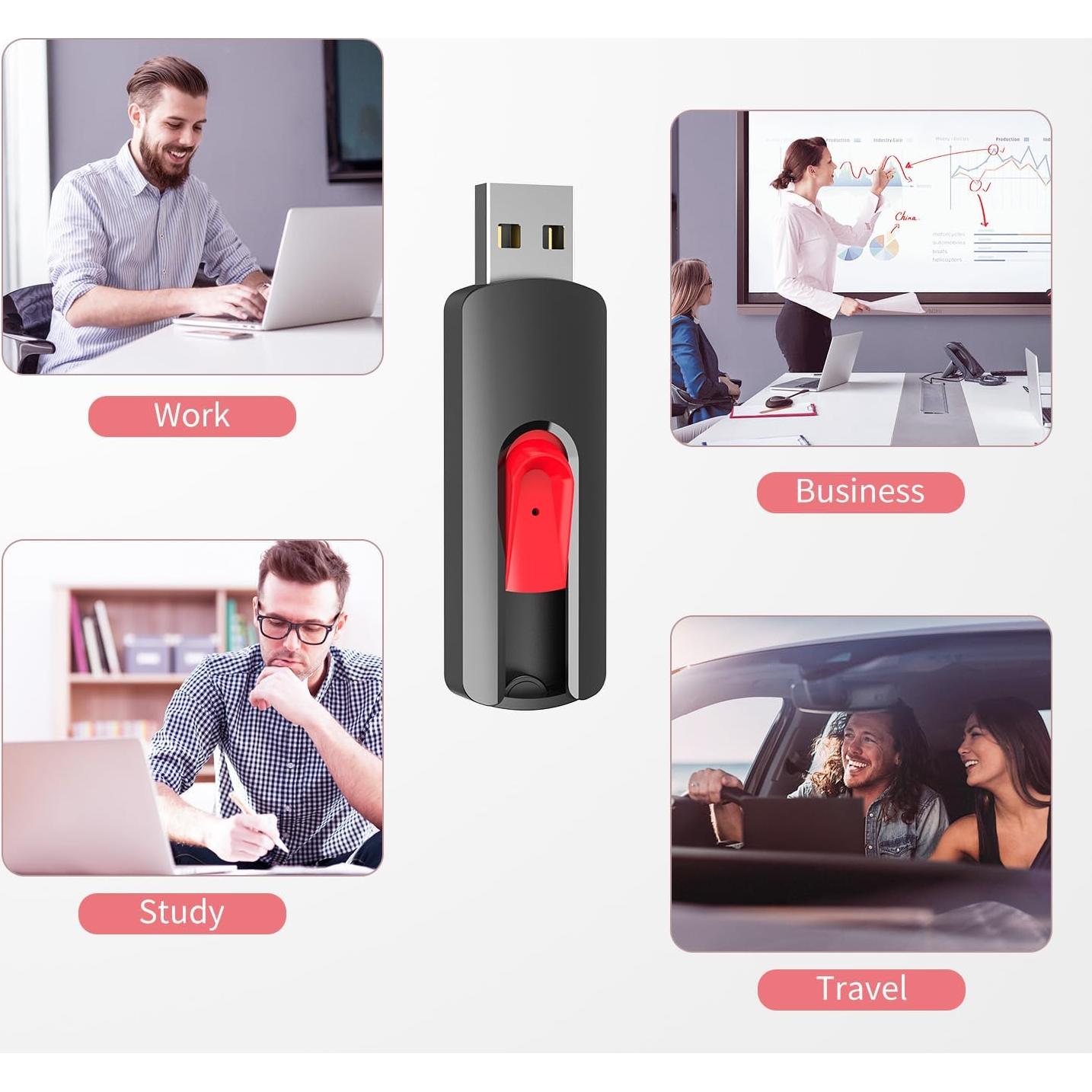 Memoria USB 64GB RAOYI 10 Pcs Rojo Retráctil USB 2.0