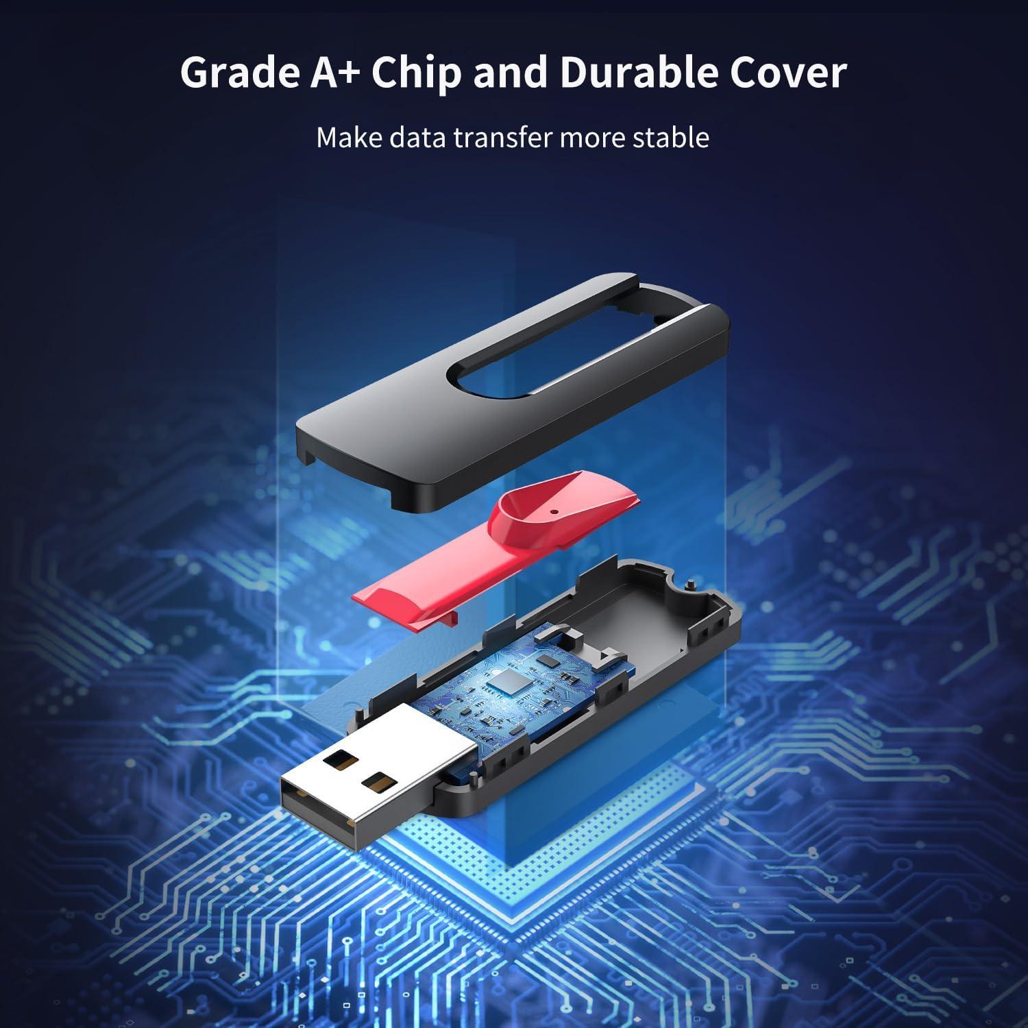 Memoria USB 64GB RAOYI 10 Pcs Rojo Retráctil USB 2.0