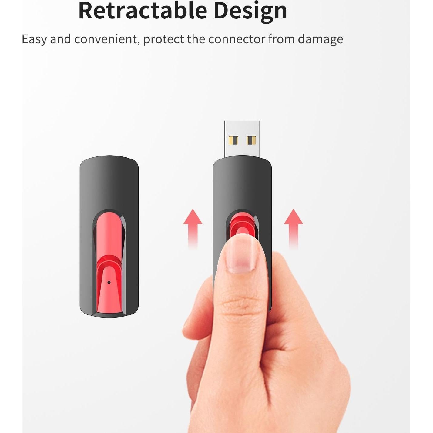 Memoria USB 64GB RAOYI 10 Pcs Rojo Retráctil USB 2.0