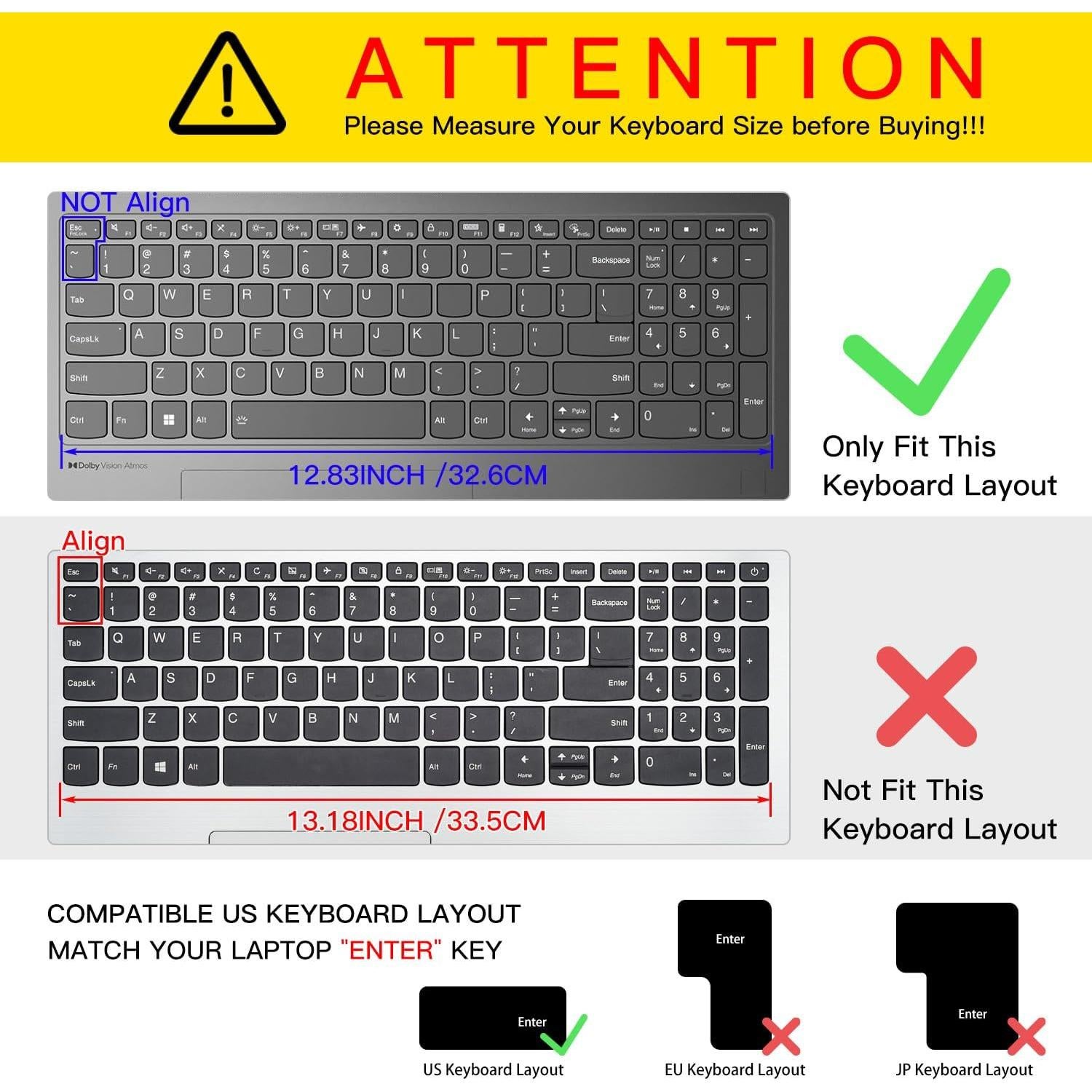 Cubierta de Teclado CaseBuy para Lenovo IdeaPad 15.6" Negro