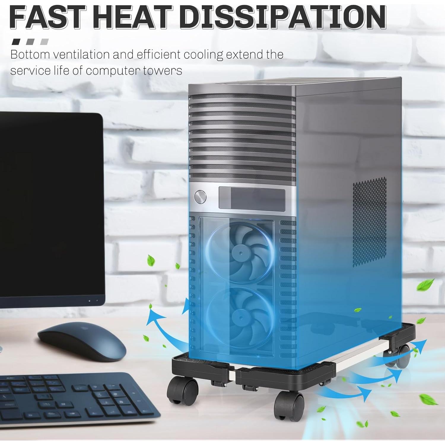 Soporte Móvil para CPU Liitrton Ajustable con Ruedas 43-57 cm