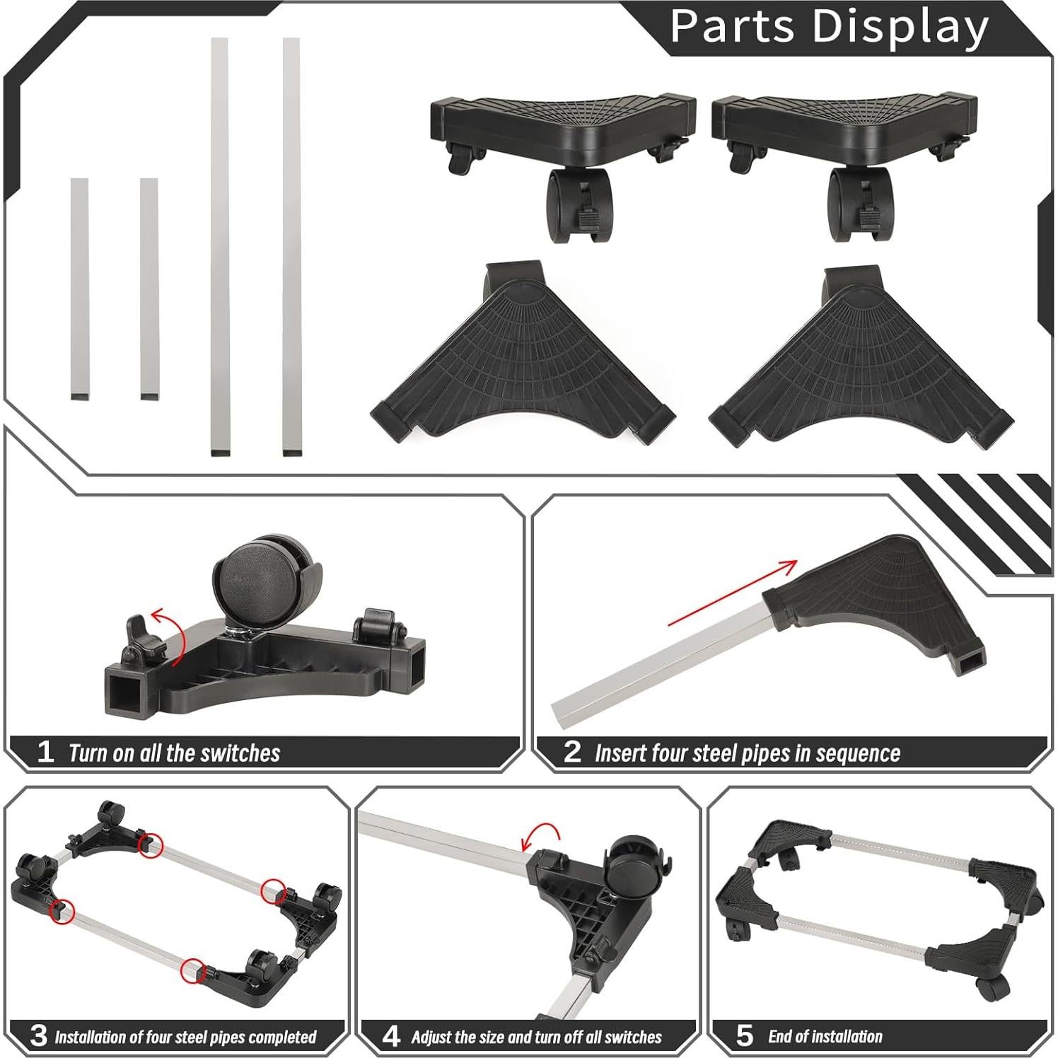 Soporte Móvil para CPU Liitrton Ajustable con Ruedas 43-57 cm