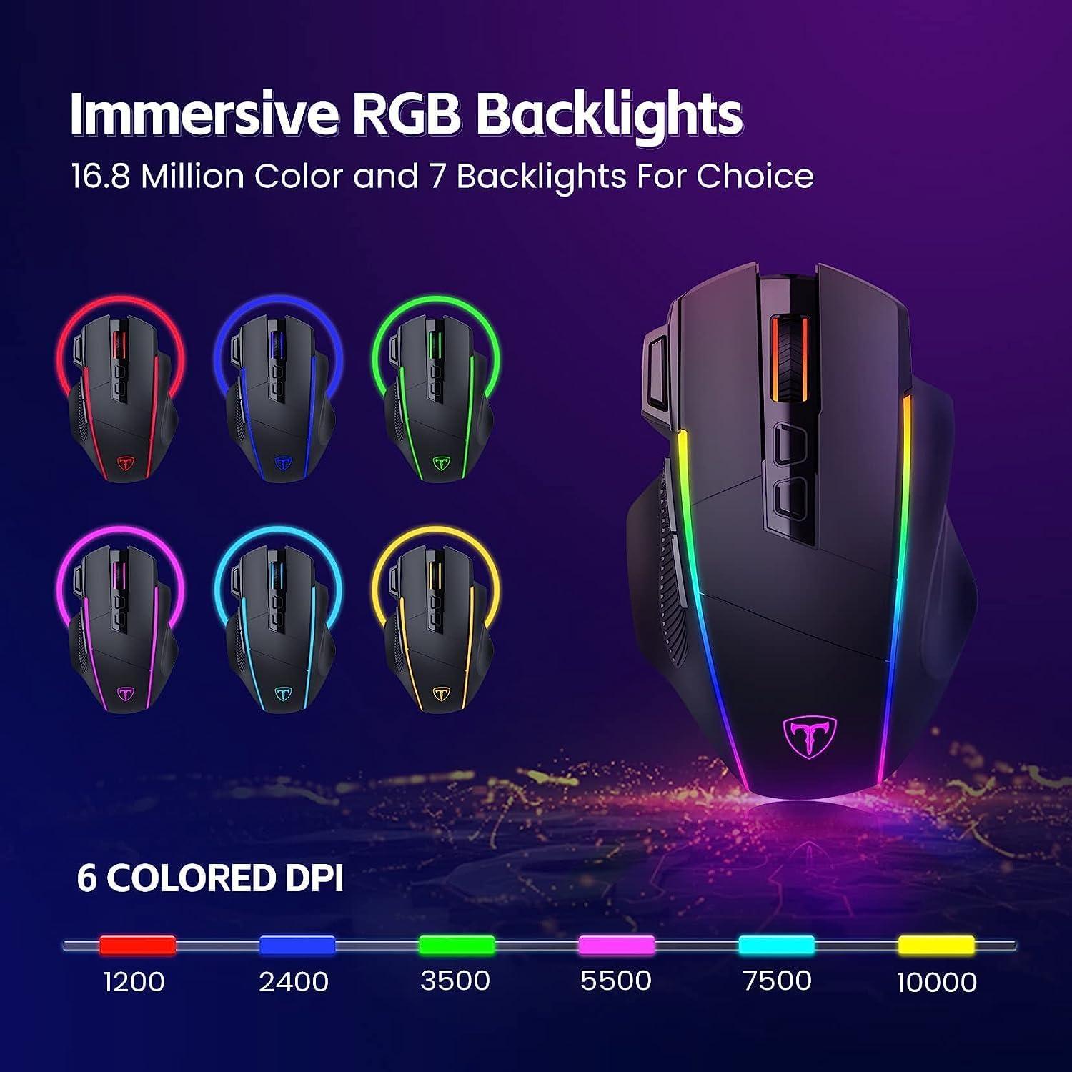 Ratón Inalámbrico RisoPhy 10000DPI RGB Ergonómico