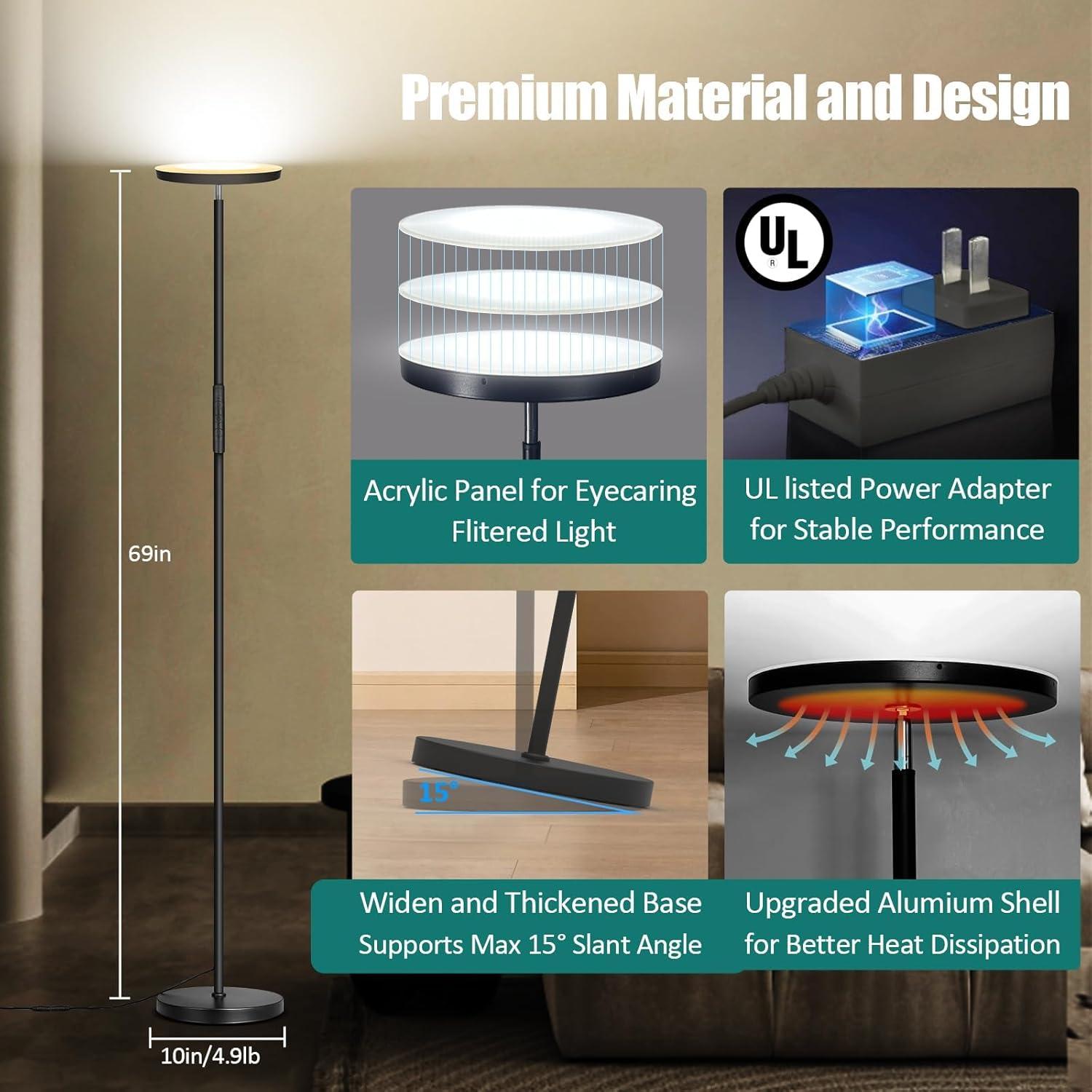 Lámpara de Pie LED Mukuxin 40W Regulable 2700K-6500K