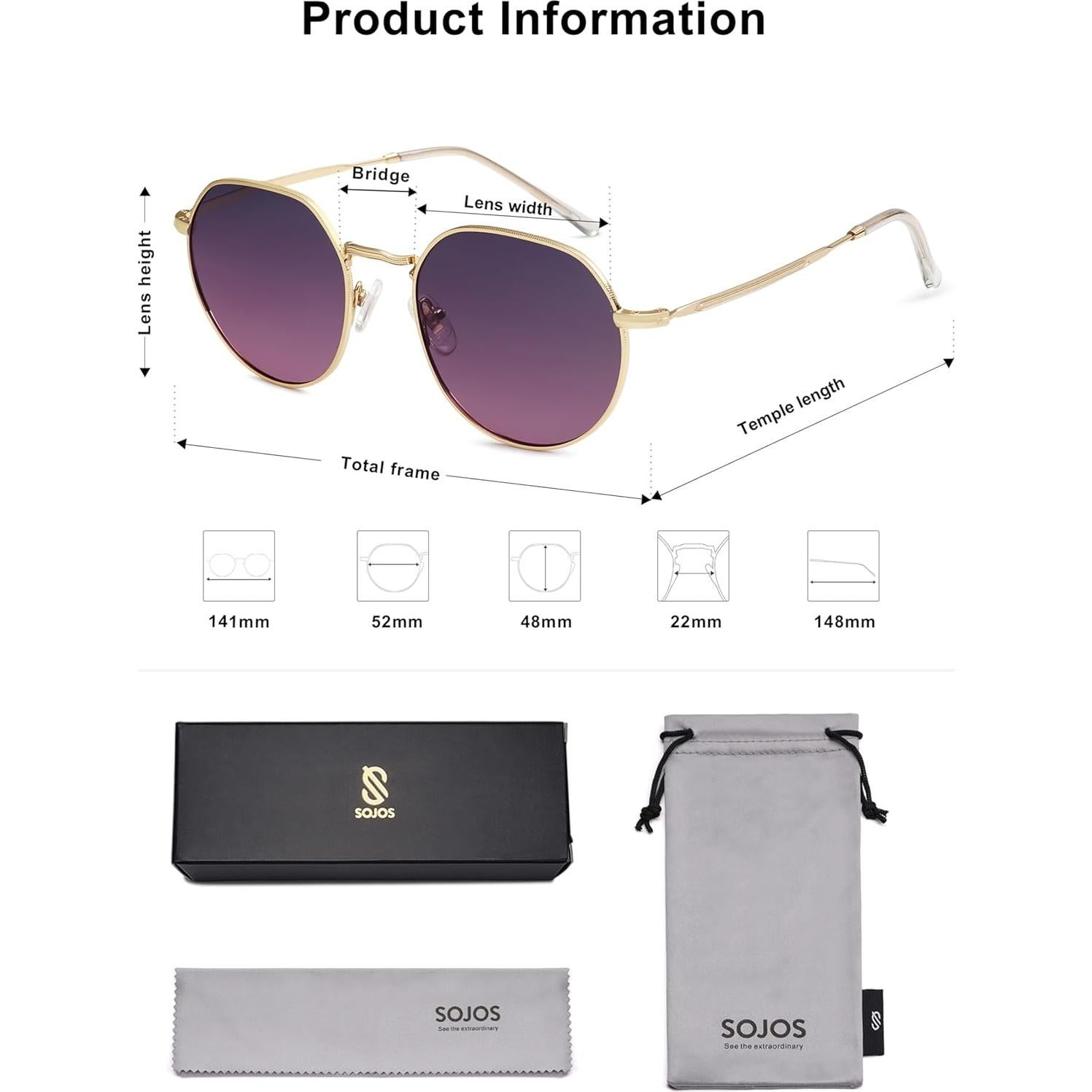 Gafas de sol polarizadas SOJOS SJ1157 Retro Unisex