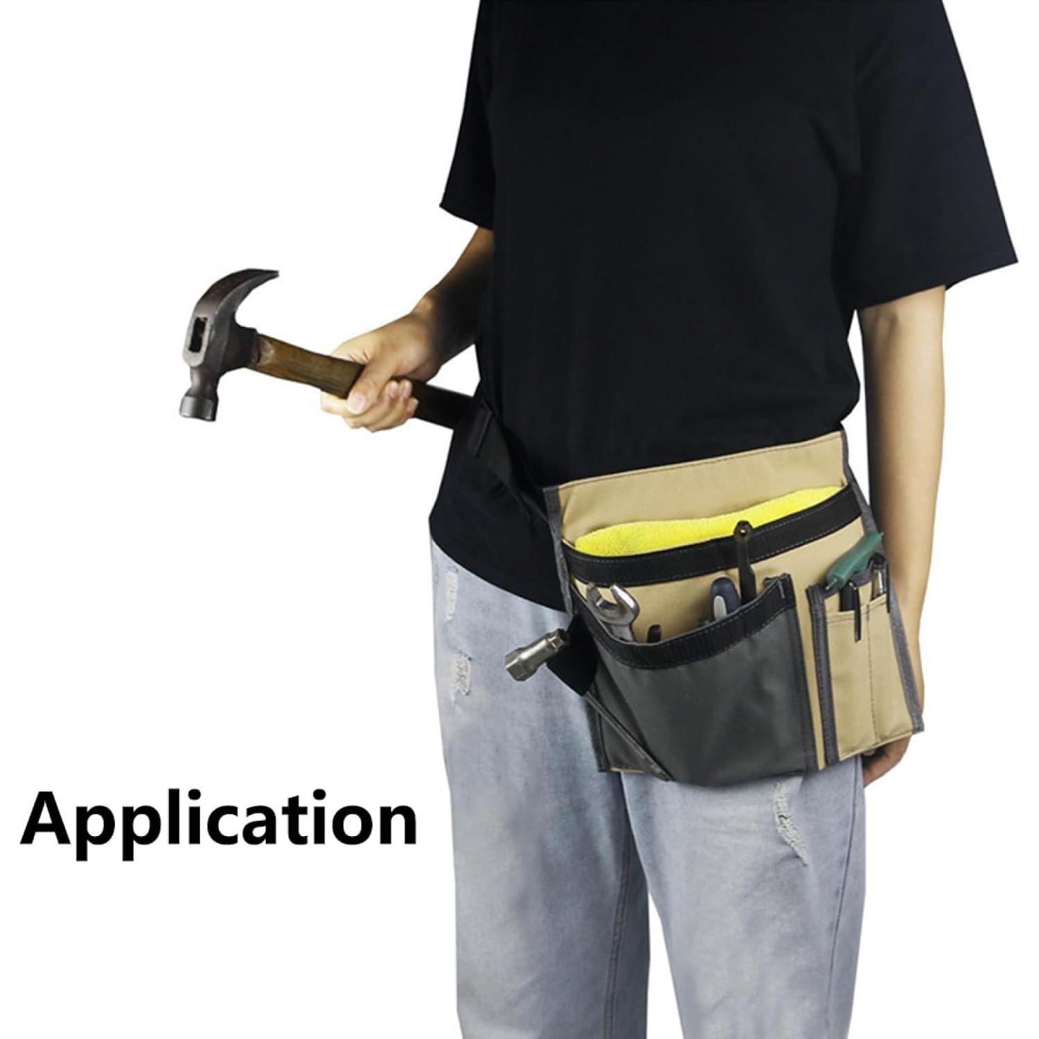 Bolsa de Cintura Multifuncional BE-TOOL 6 Bolsillos Lona Negra