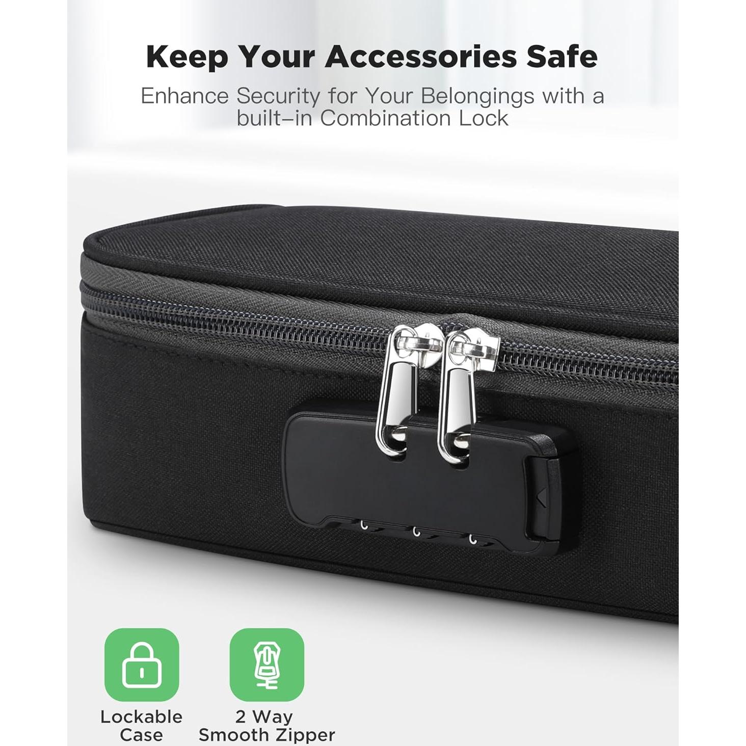 Estuche de Lápices Zannaki Negro con Cerradura y 3 Compartimentos