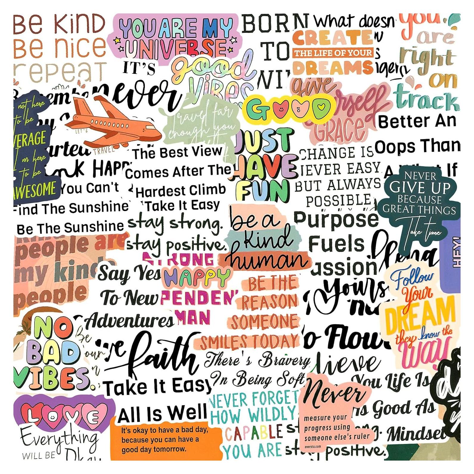 Calcomanías Motivacionales Yodeeni - 120 Piezas PVC A Prueba de Agua