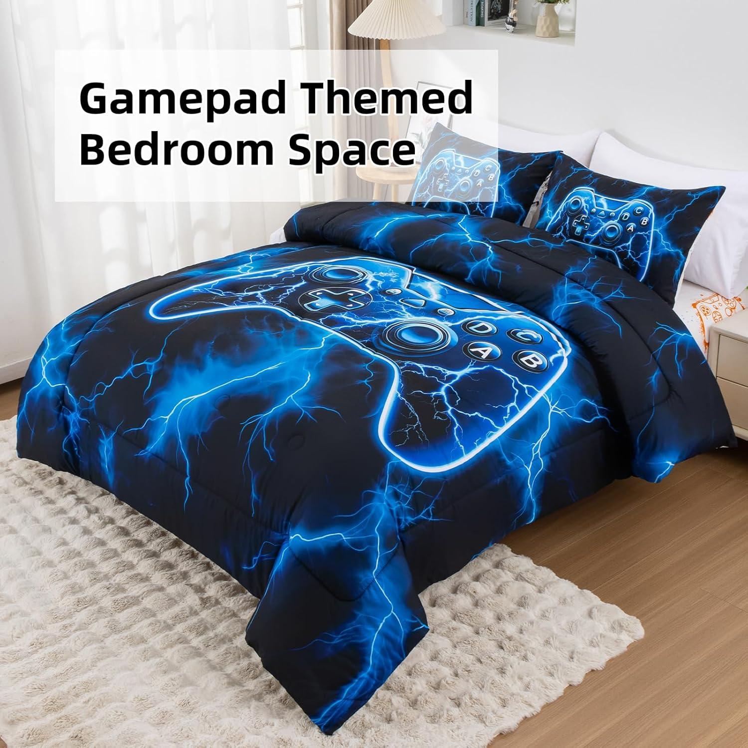 Juego de Edredón Individual Meeting Story Gamer 3D Azul