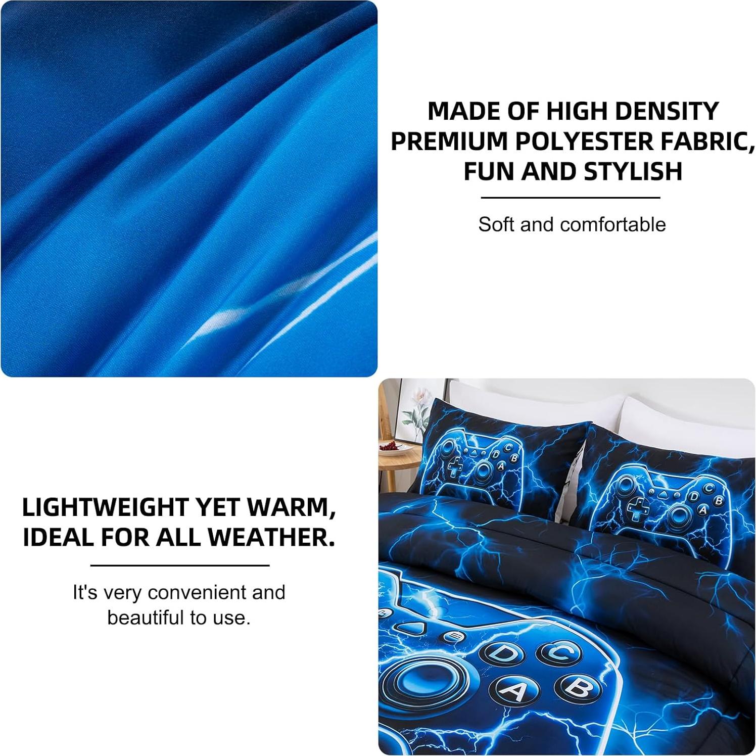 Juego de Edredón Individual Meeting Story Gamer 3D Azul