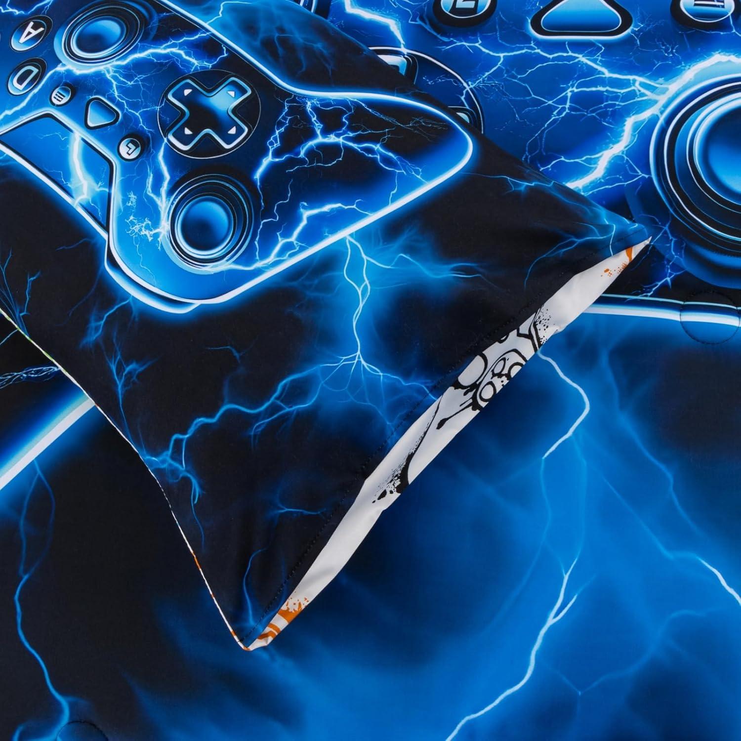 Juego de Edredón Individual Meeting Story Gamer 3D Azul