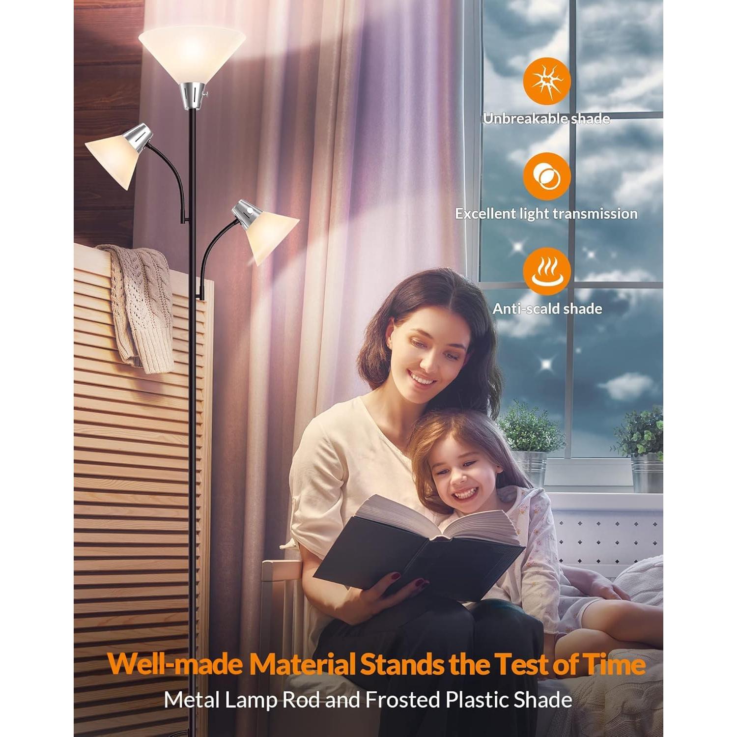 Lámpara de Pie LEPOWER 3 Luces LED Ajustables 3000K