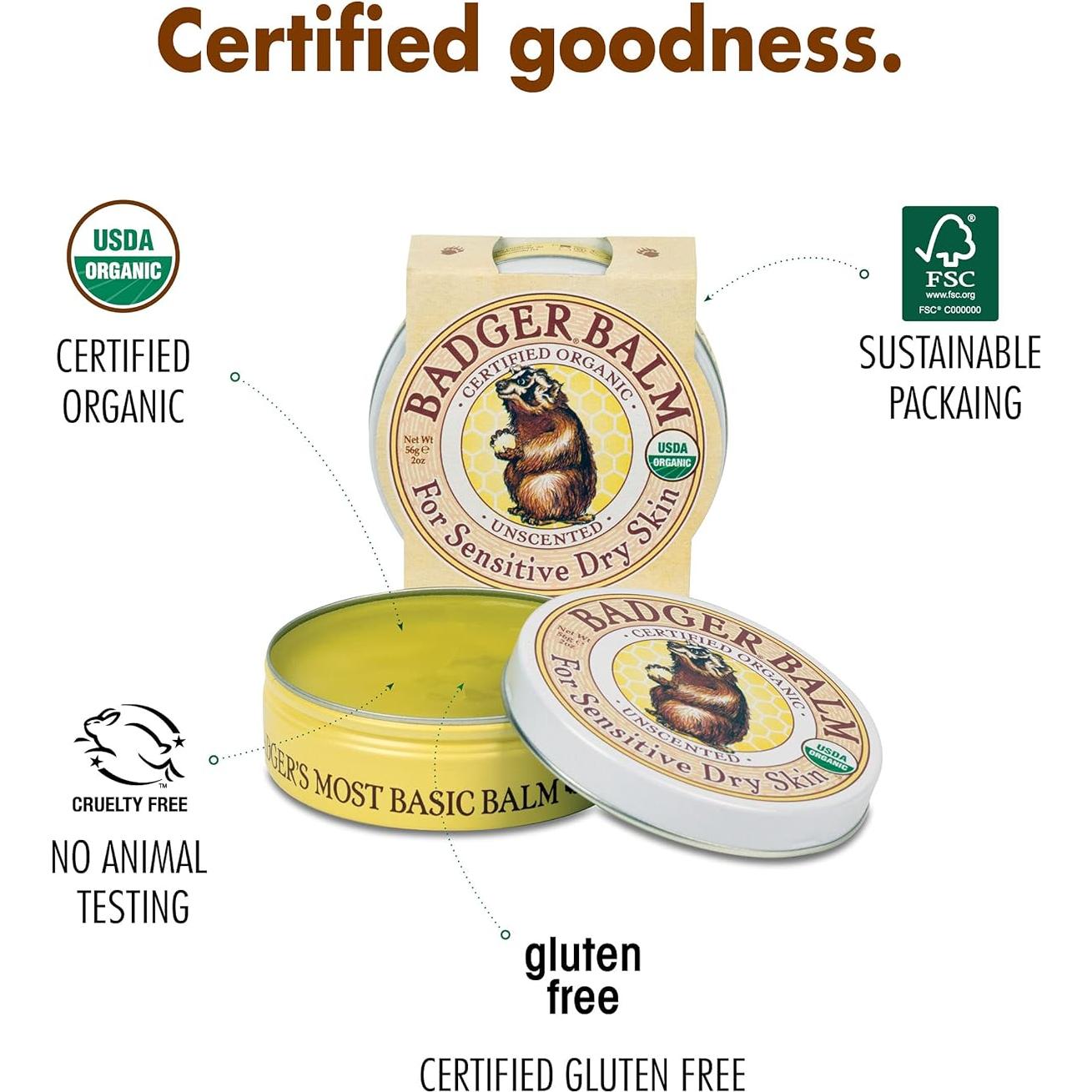 Bálsamo Hidratante Sin Fragancia Badger 56.7 g Orgánico