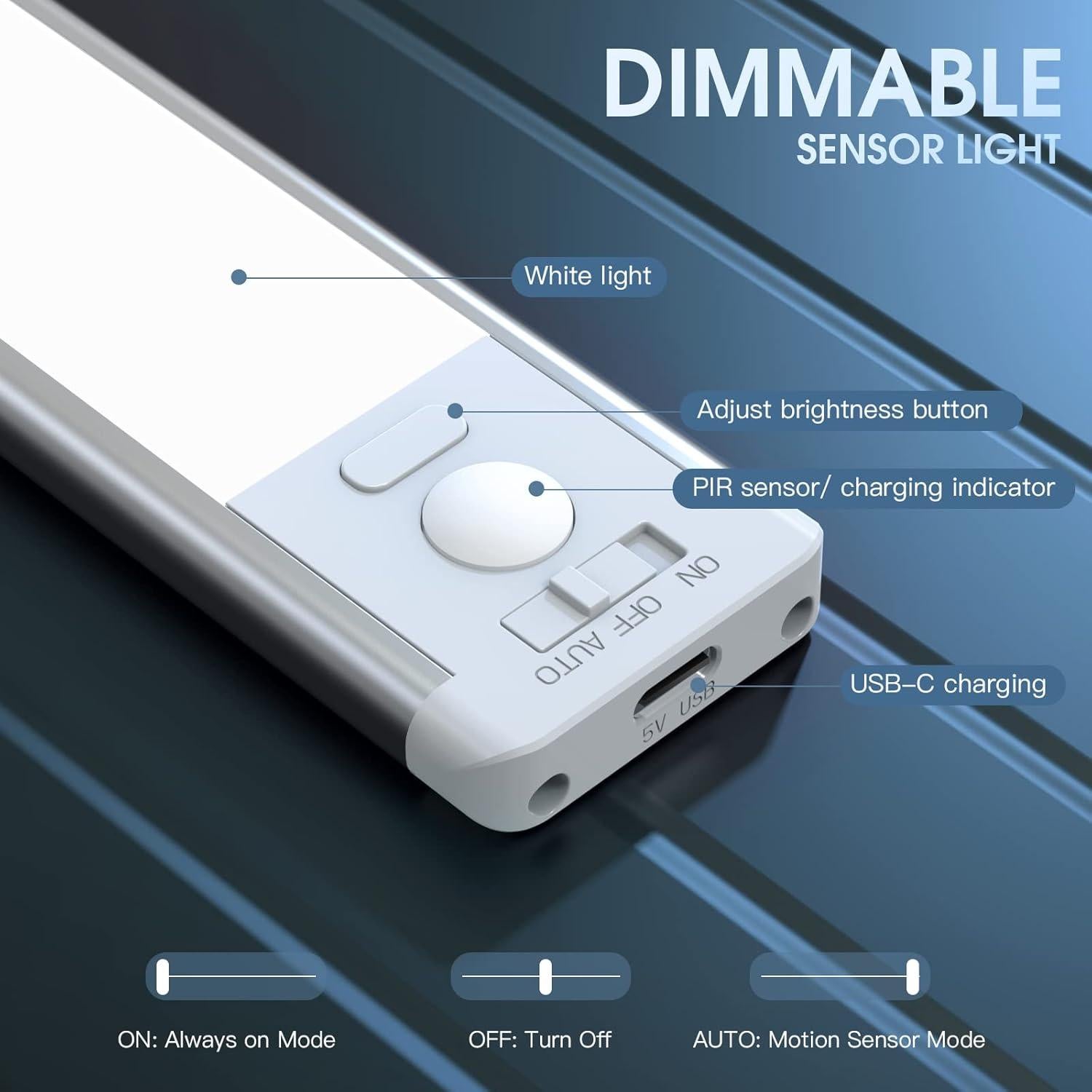 Luces Bajo Gabinete MCGOR 63 LED Recargables Sensor Movimiento