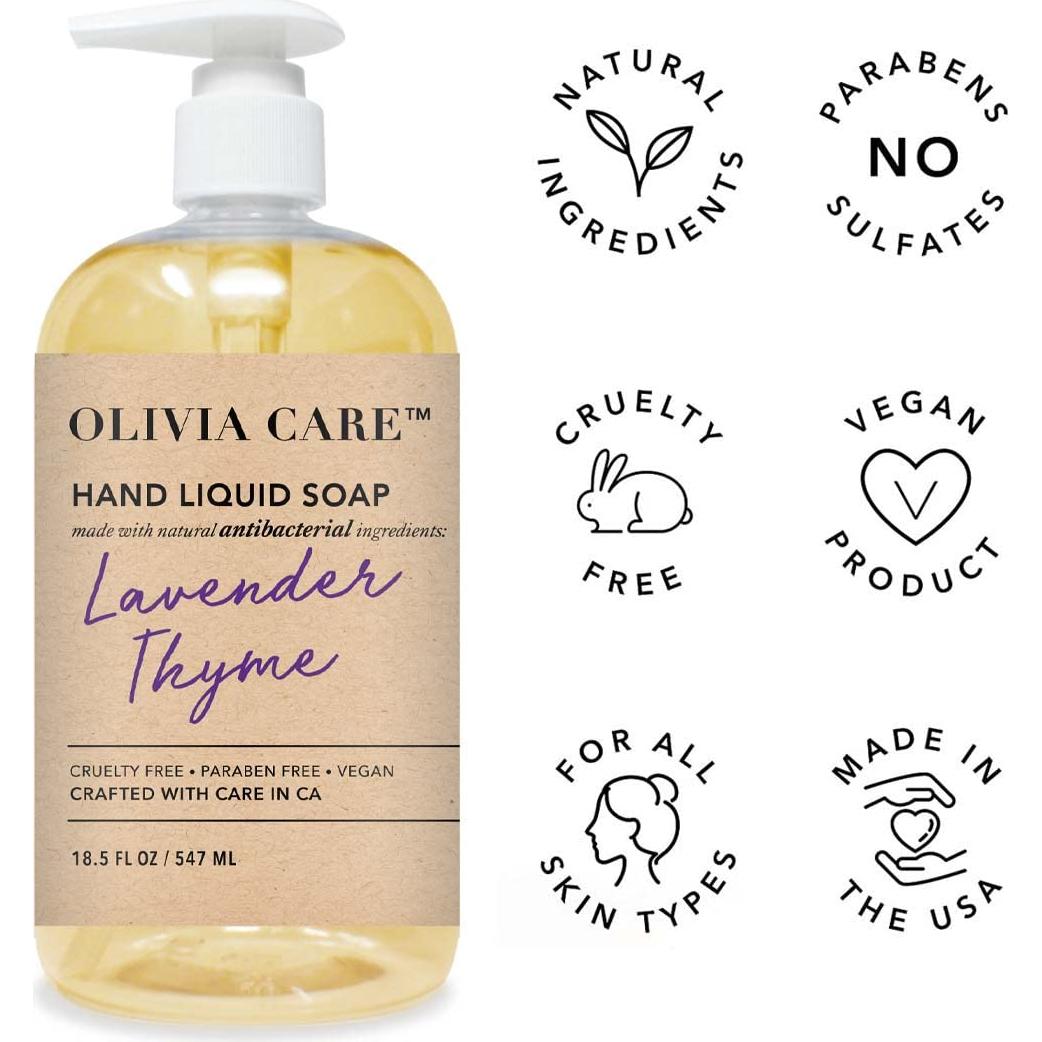 Jabón de Manos Antibacteriano Olivia Care 548 ml Salvia y Árbol de Té