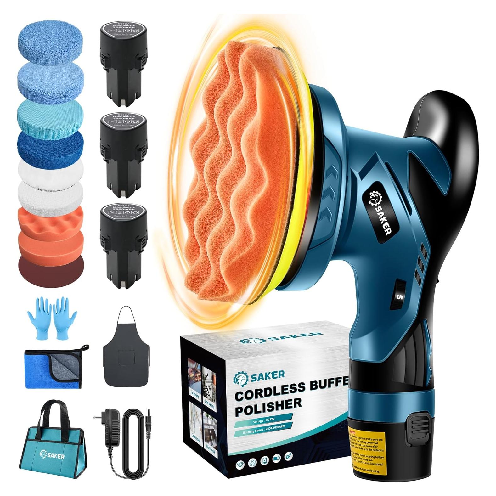 Pulidor Inalámbrico Saker SK1202D con 3 Baterías 12V 2000mAh
