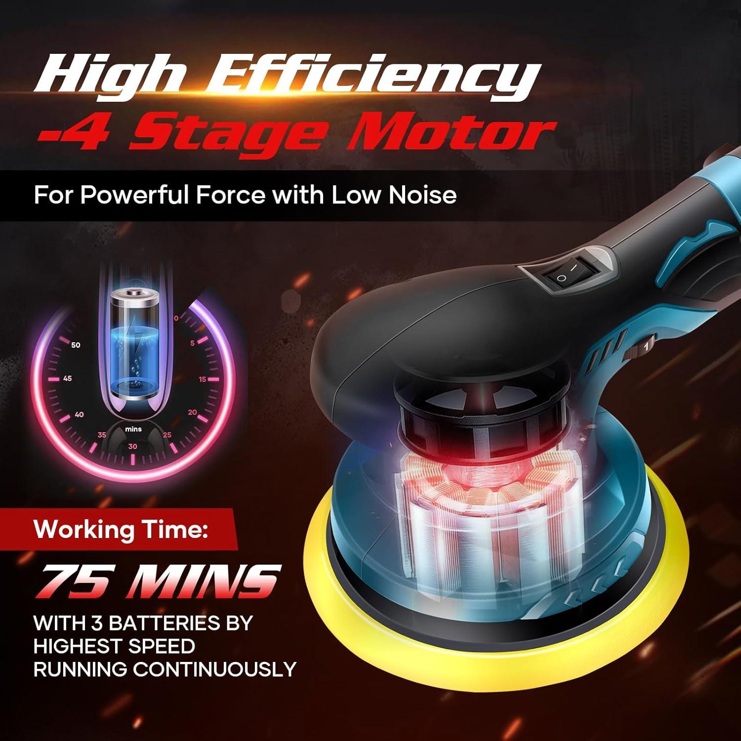 Pulidor Inalámbrico Saker SK1202D con 3 Baterías 12V 2000mAh