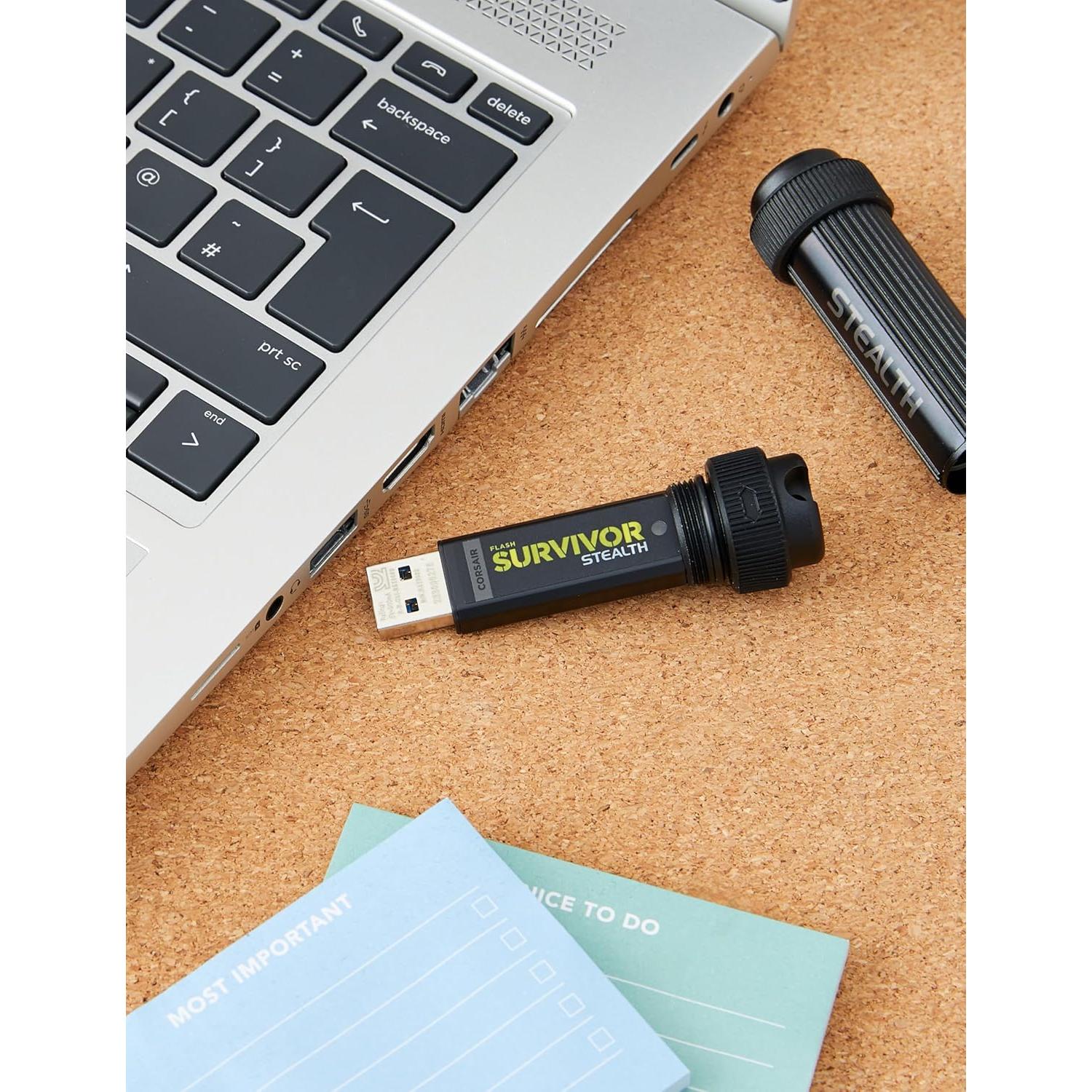 Pendrive Corsair Flash Survivor Stealth 64GB USB 3.0 Negro