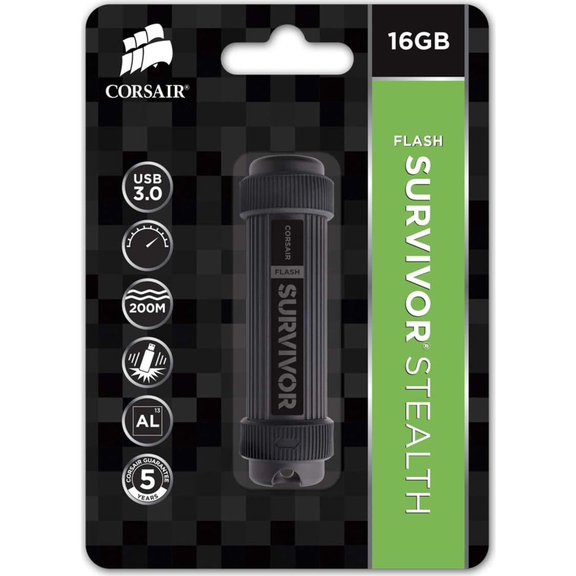 Pendrive Corsair Flash Survivor Stealth 64GB USB 3.0 Negro